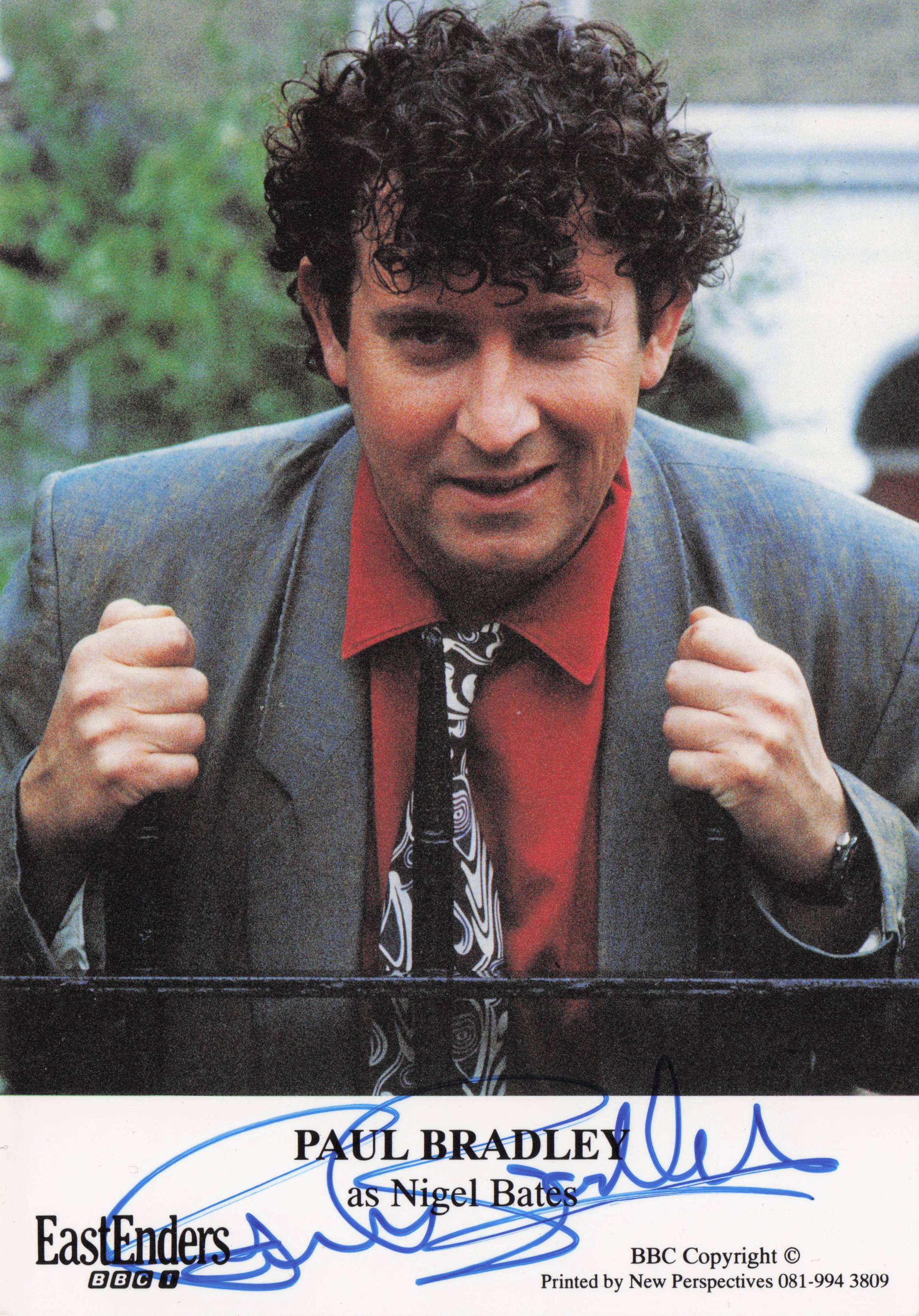 Paul Bradley as Nigel Bates in BCC Eastenders Hand Signed Cast Card Photo