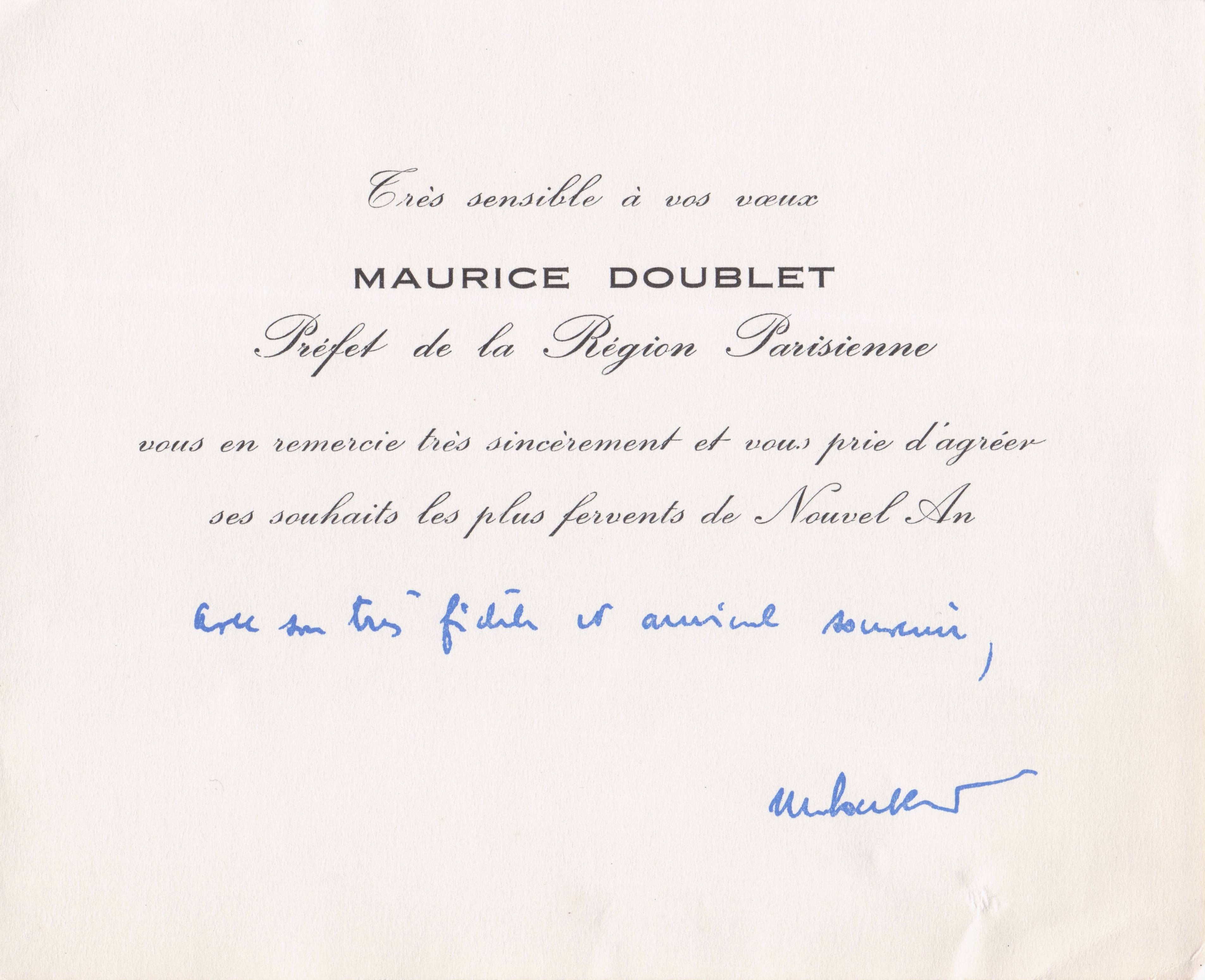 Maurice Doublet French Politician Official Headed Paper Hand Signed Autograph