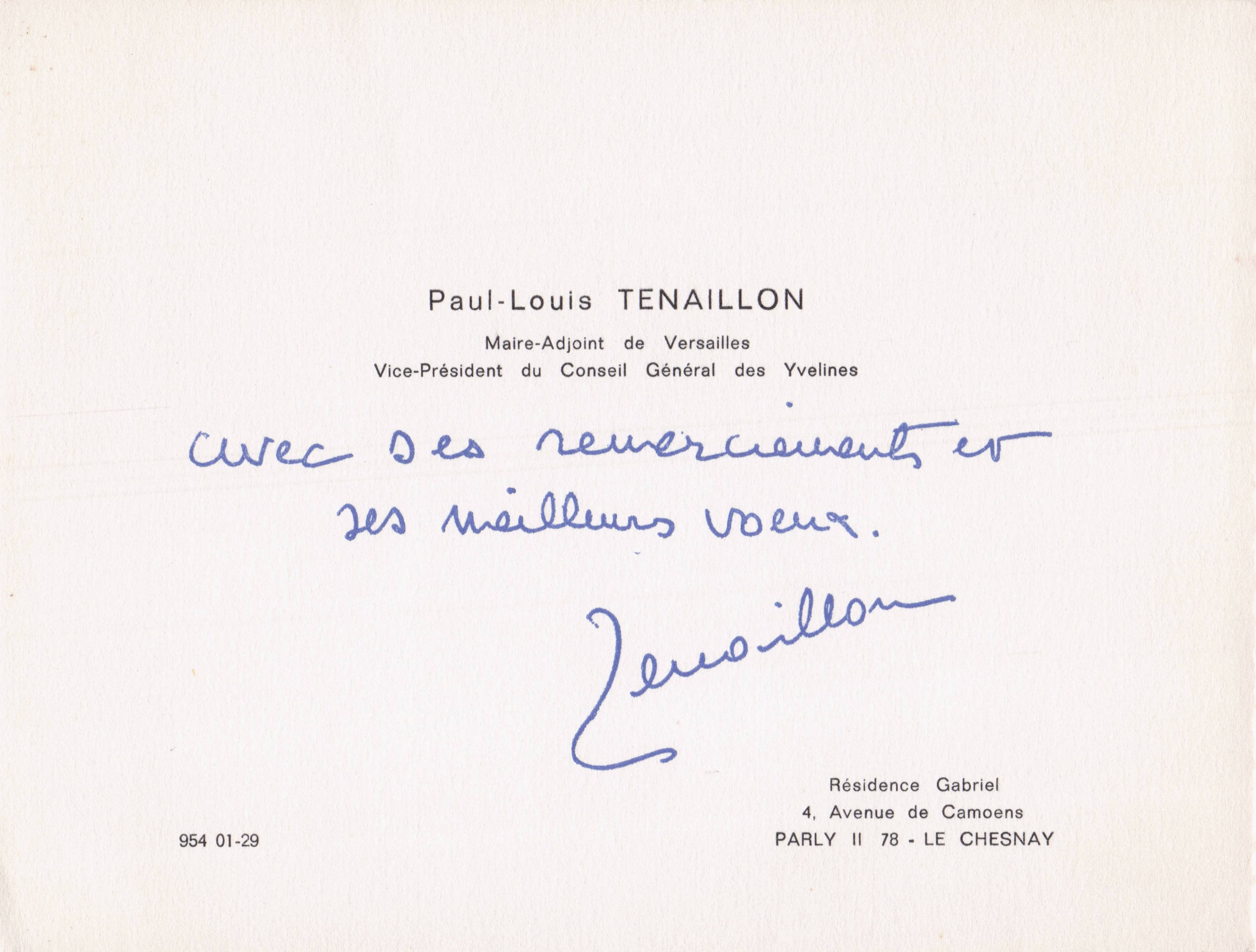 Paul Louis Tenaillon French Union For Democracy Politician Hand Signed Autograph