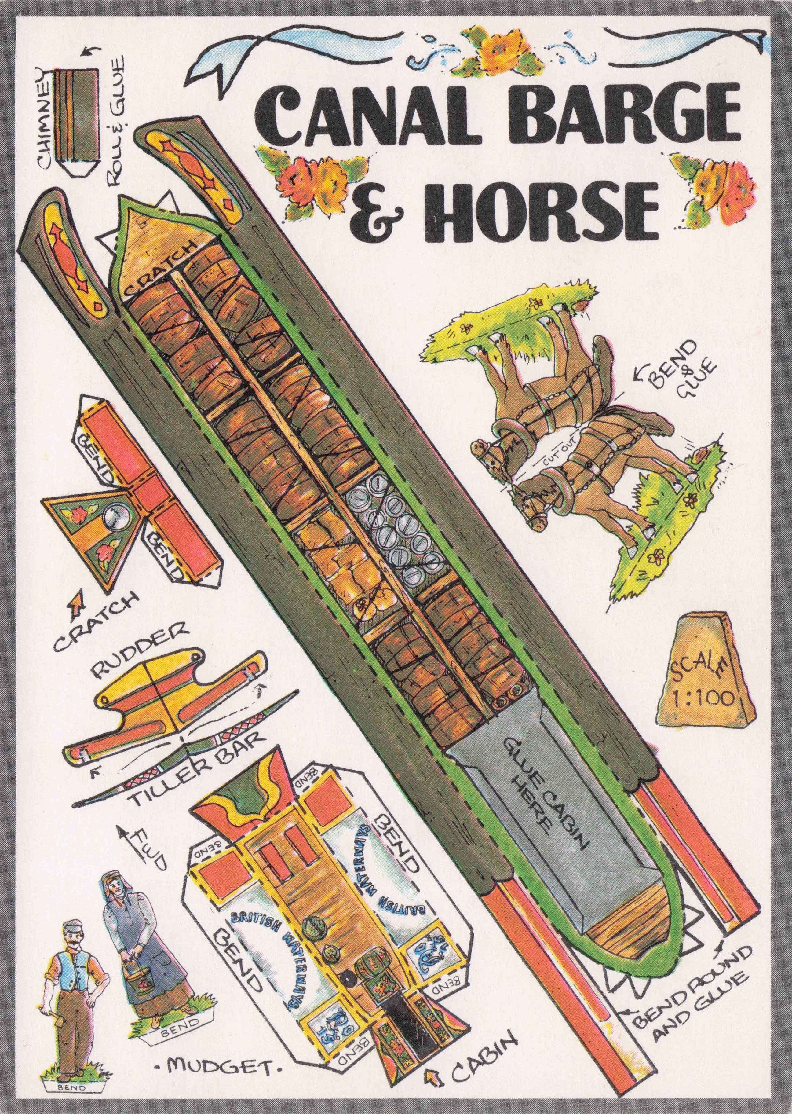 Canal Bridge & Horse Rare Novelty Vintage Paper Model Construction Postcard