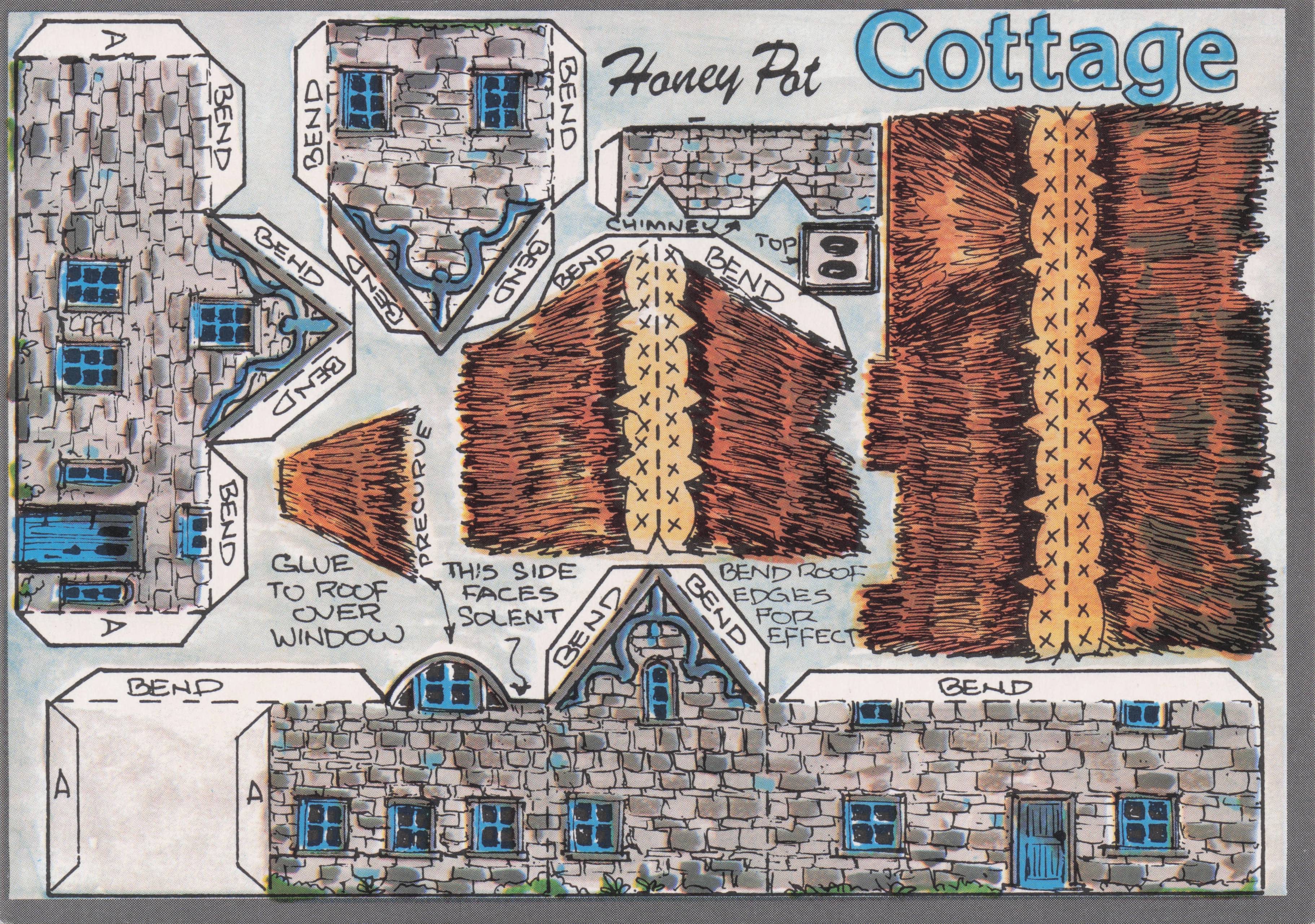Honey Pot Cottage House Rare Novelty Vintage Paper Model Construction Postcard