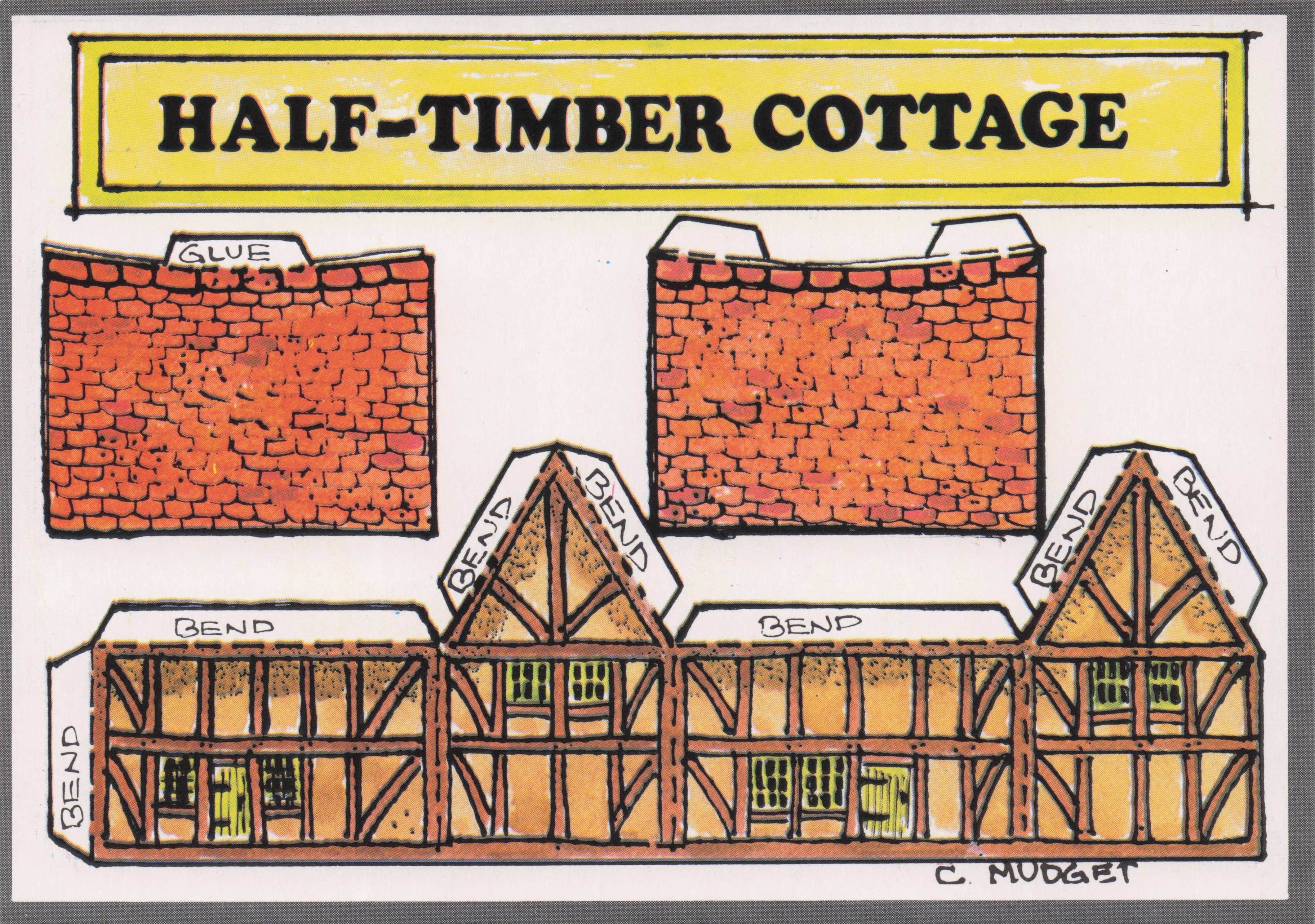Old Half Timber Cottage Rare Novelty Vintage Paper Model Construction Postcard