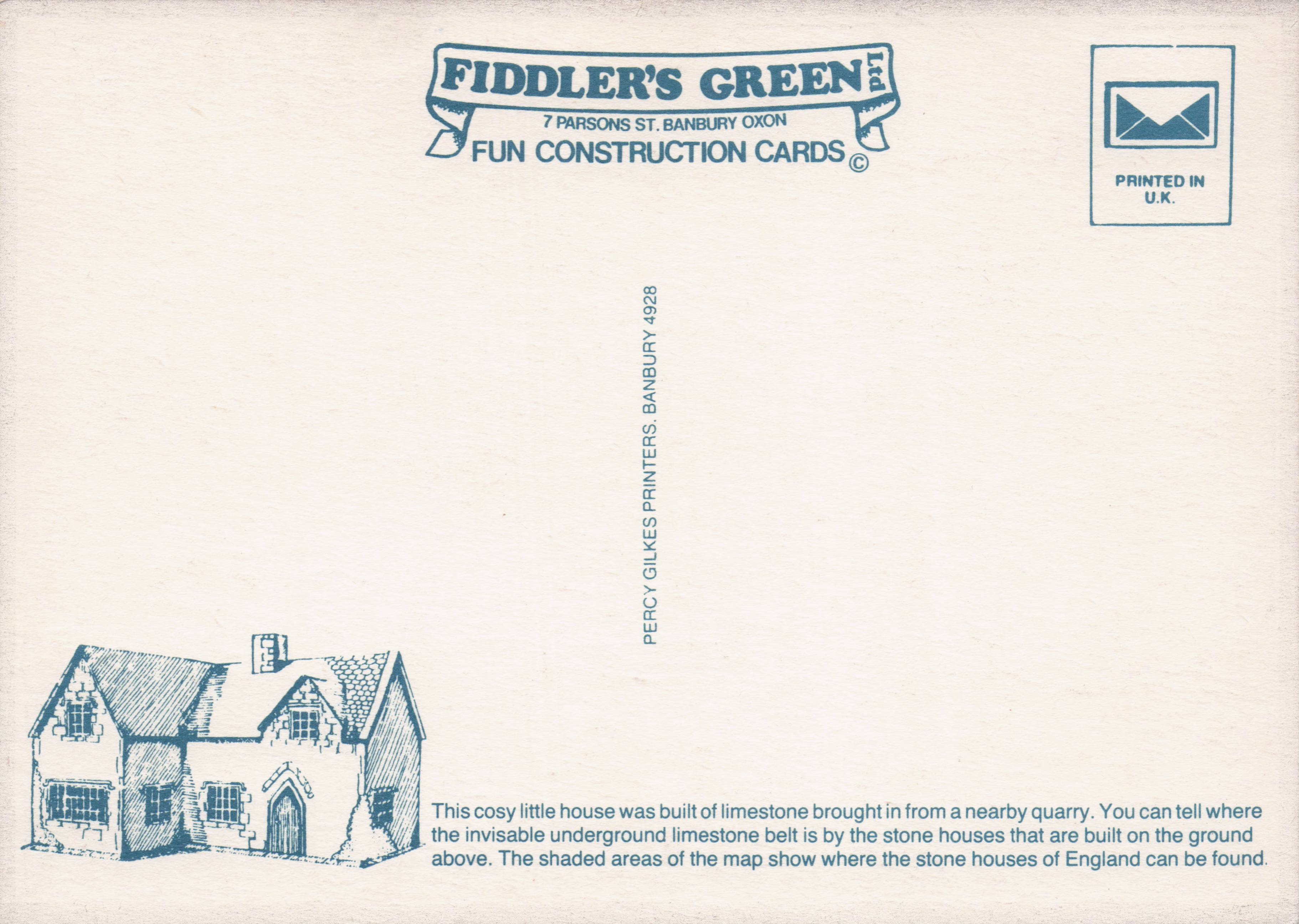 Old Limestone House Rare Novelty Vintage Paper Model Construction Postcard