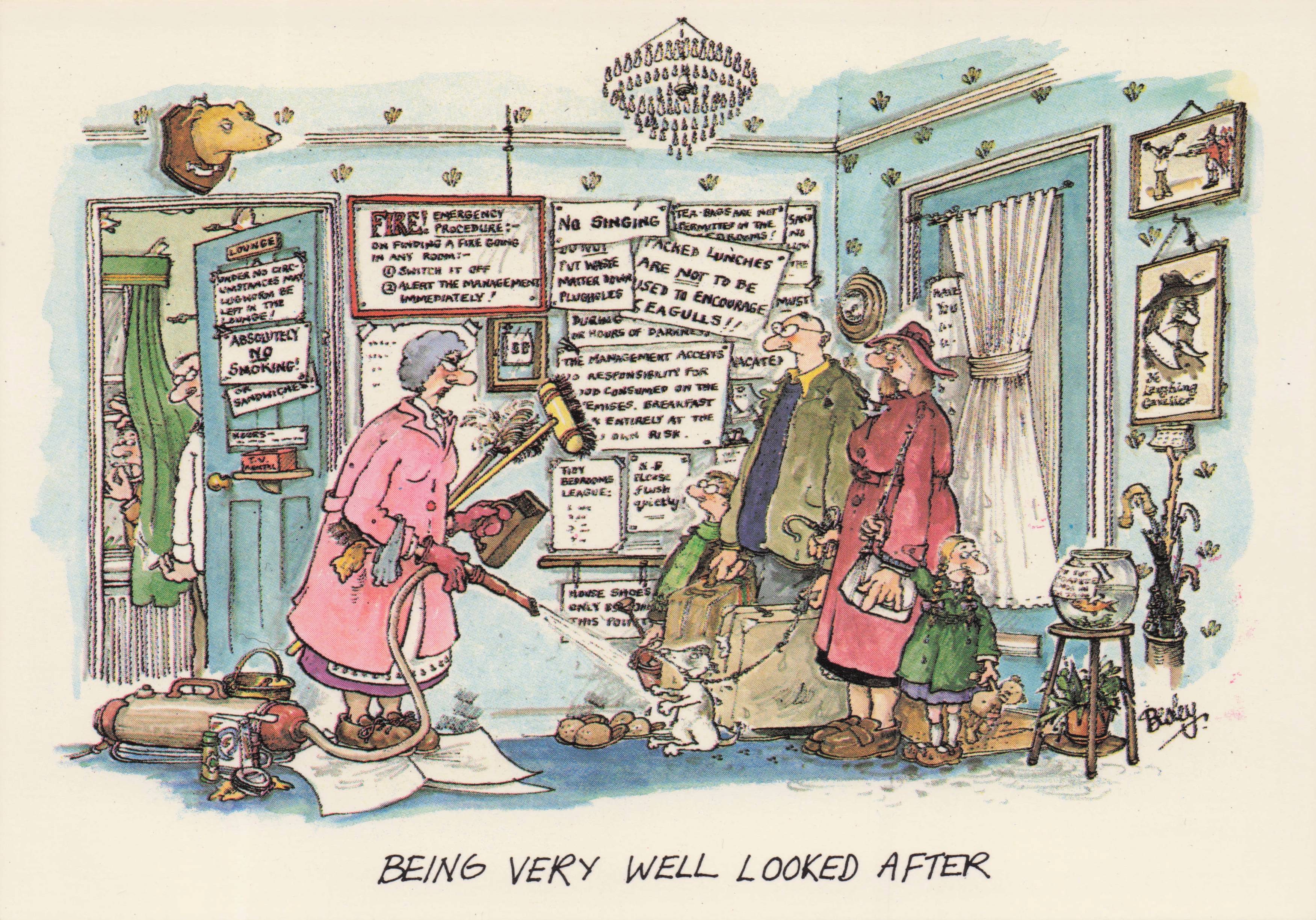 Disaster 1 Star Holiday Hotel Lady Owner Henry Hoover Cleaning Comic Postcard