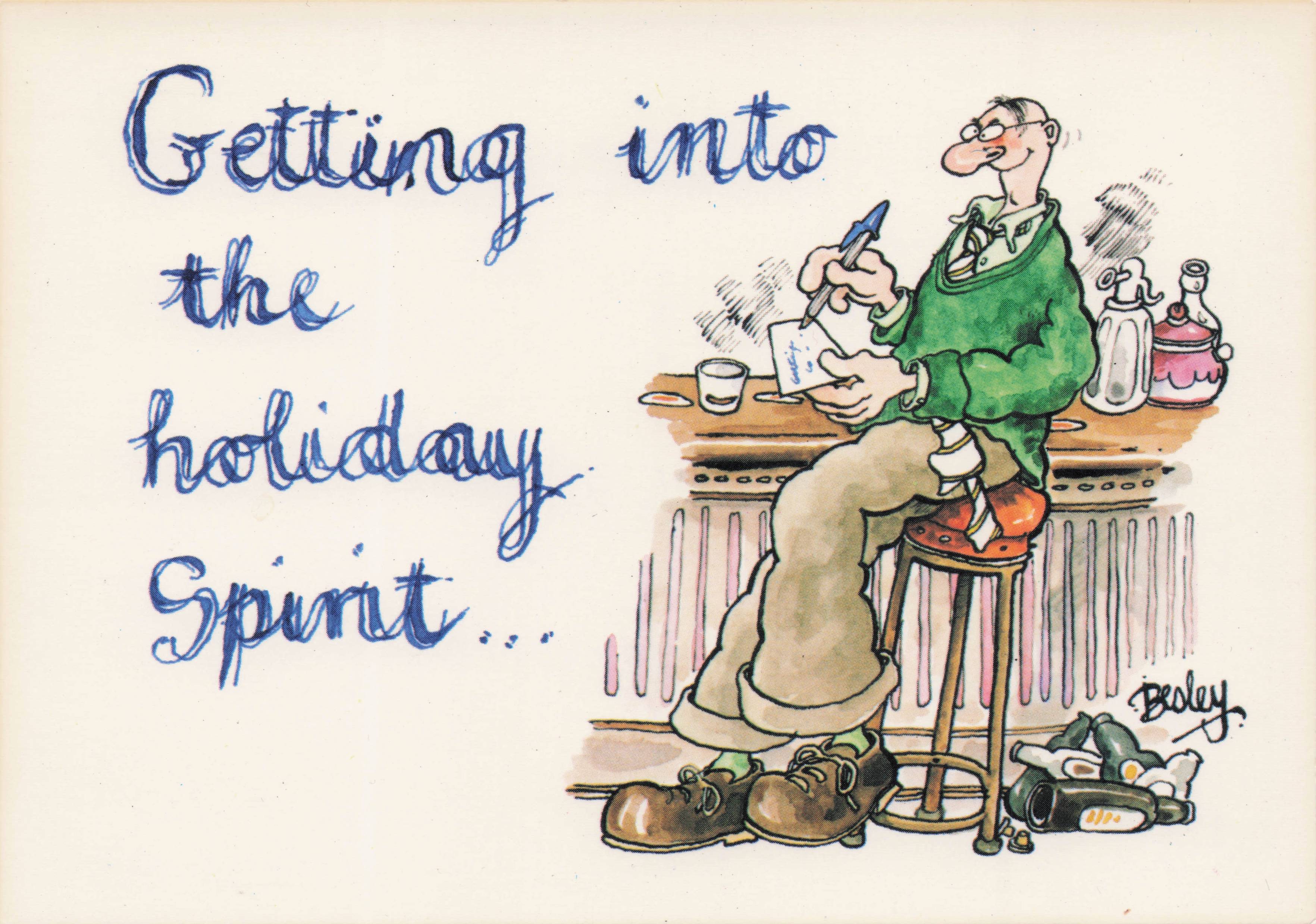 Getting Into The Disaster Holiday Spirit Drunk Writing A Card Comic Postcard