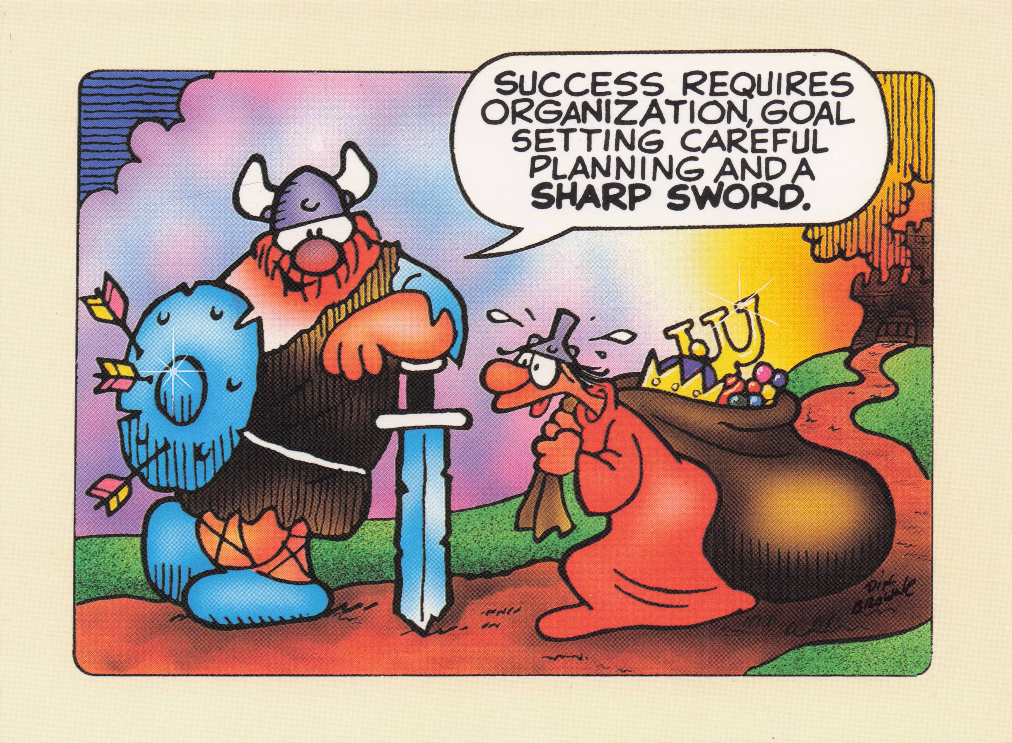 Old Viking Knight Shield Archery Bag Of Swag Treasure Sword Comic Postcard
