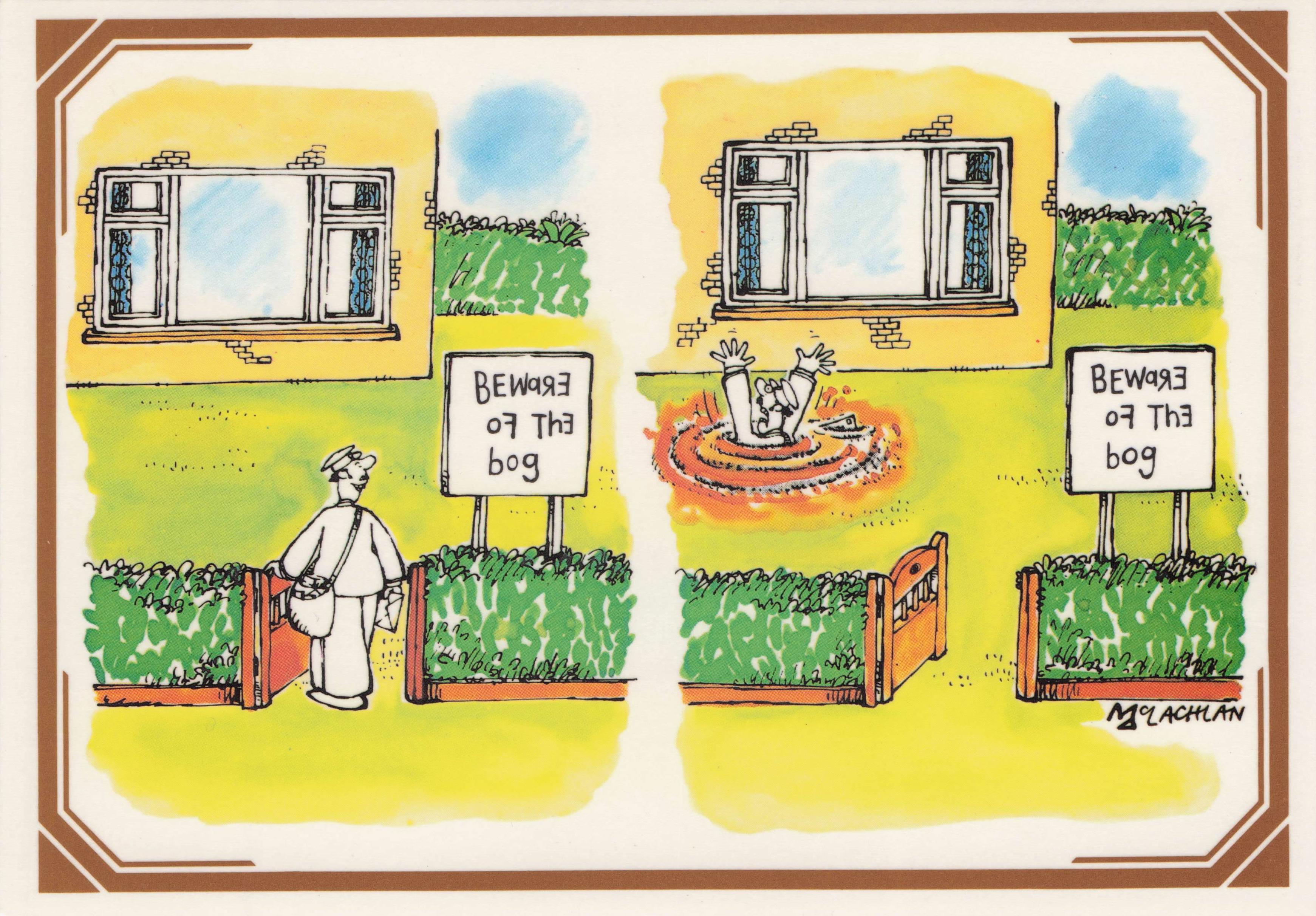 Postman Beware Of The Dog Bog Royal Mail Punch Magazine Comic Postcard