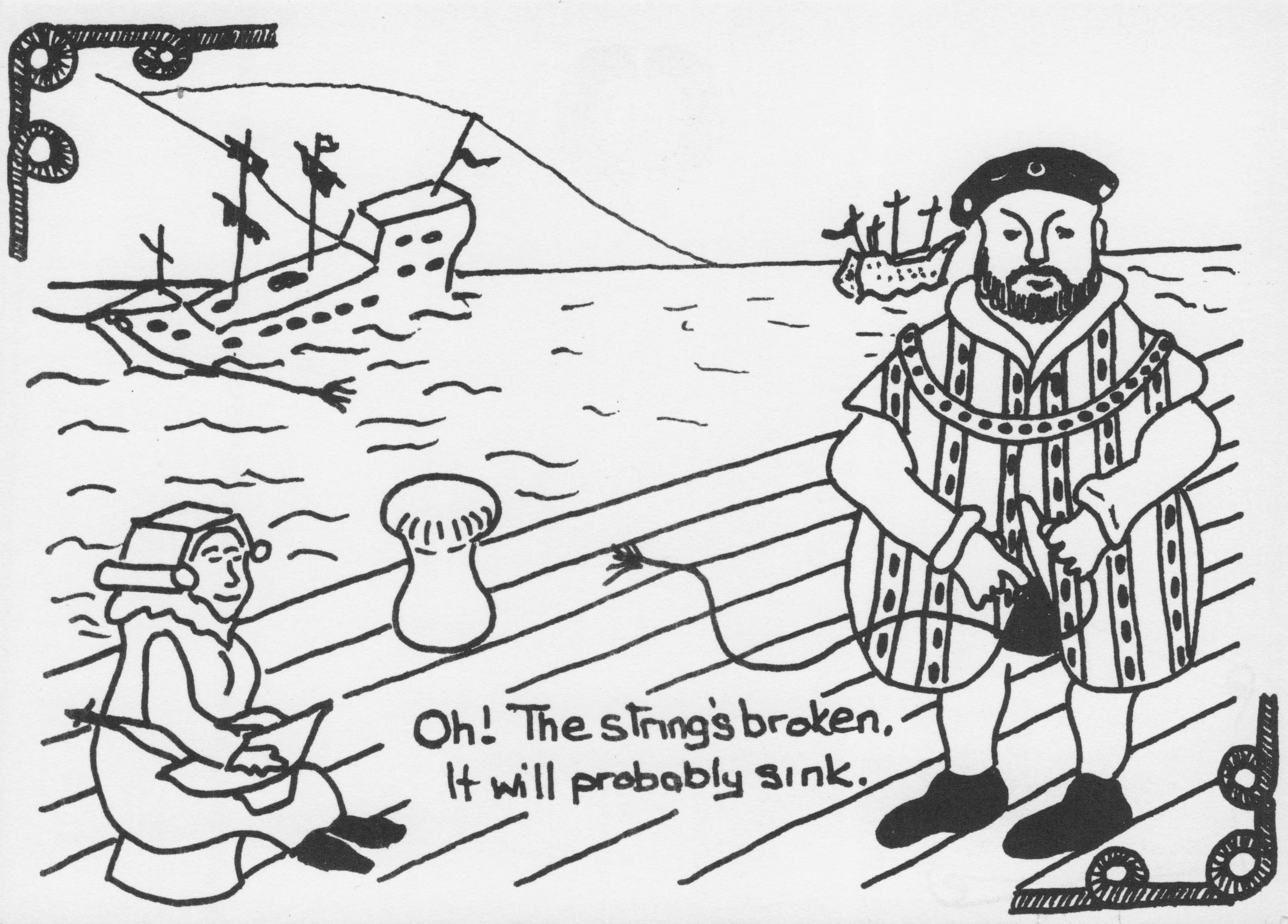 King Henry VIII Disaster Purse String By Ship Commemorative Comic Postcard