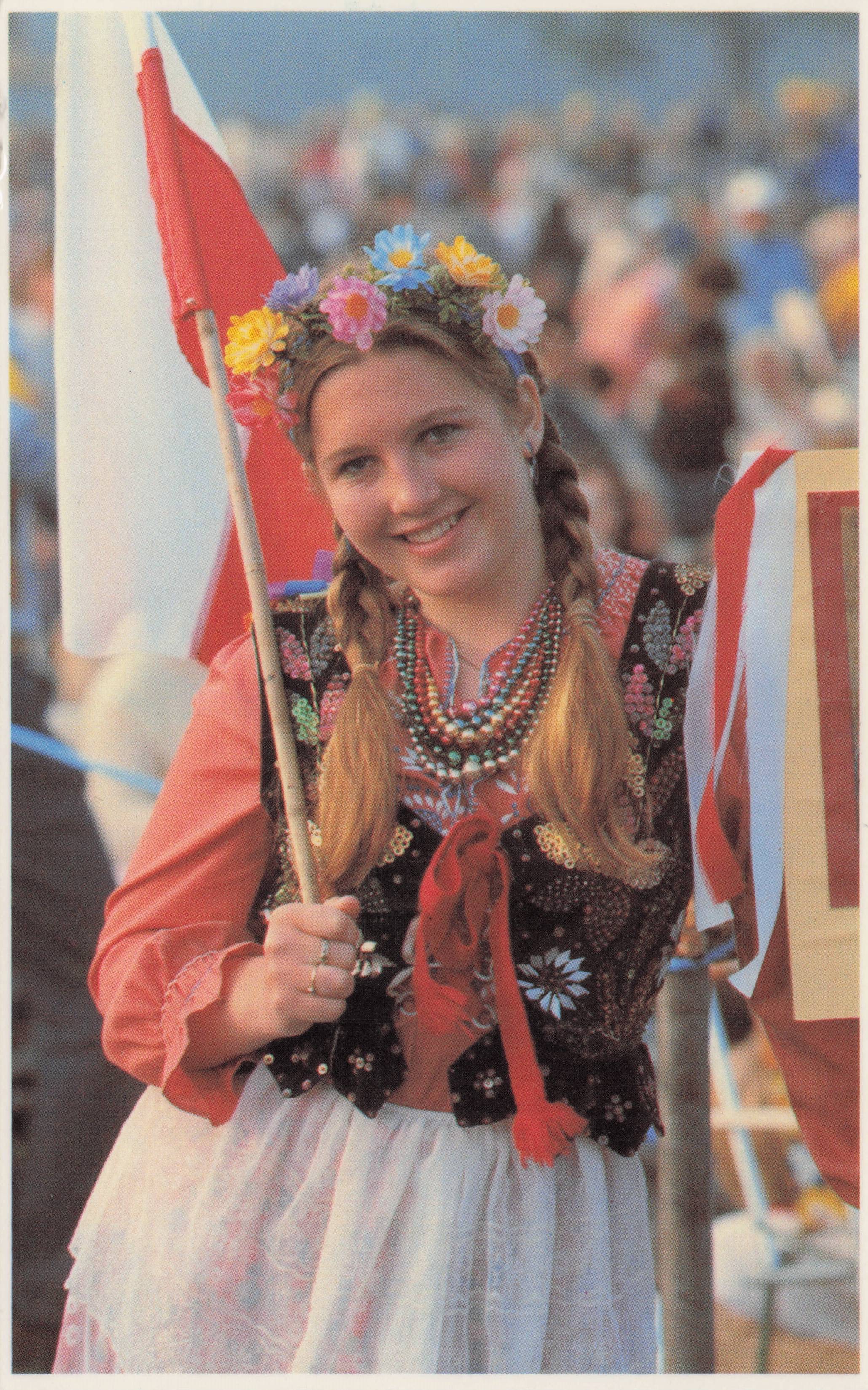 Polish Girl Lady Greets Pope John Paul II at Cardiff Wales 1982 UK Visit Postcard