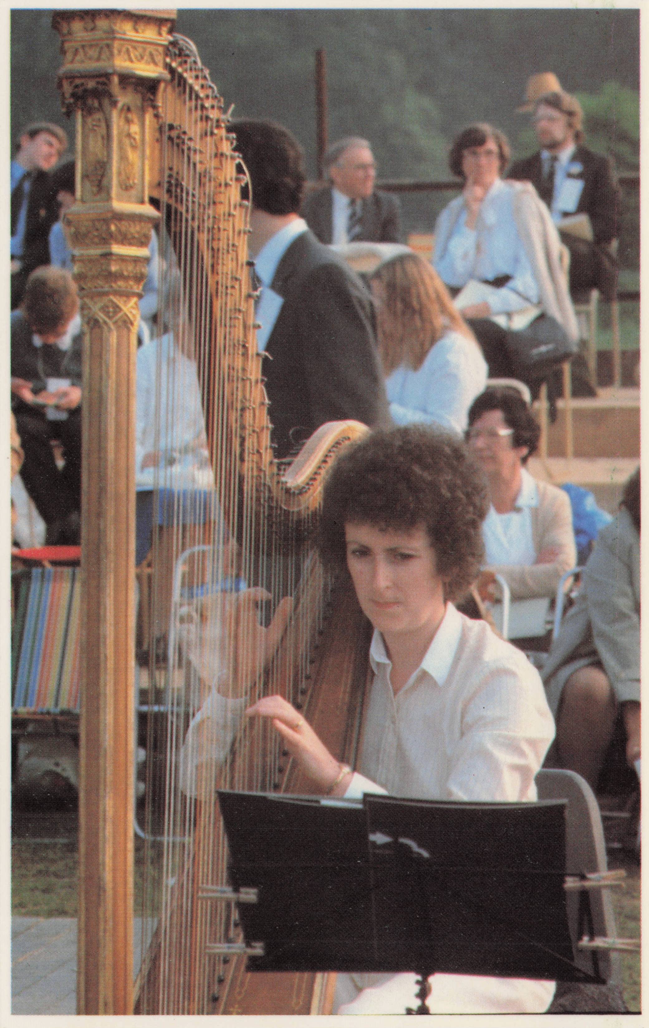 Cardiff Wales Harp Orchestra Female Harpist Pope John Paul II UK Visit Postcard