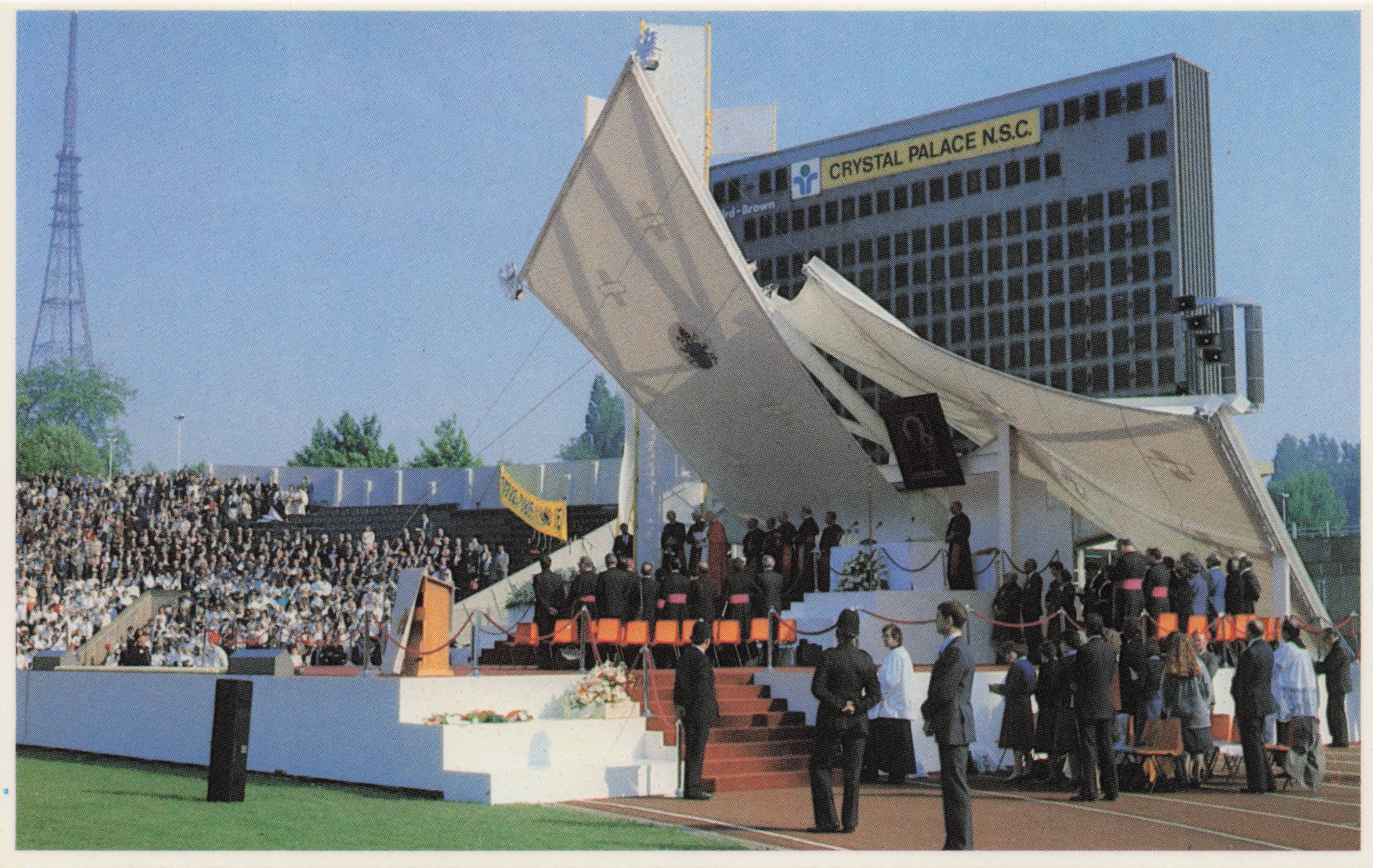 Crystal Palace Sports Centre Pope John Paul II Rally 1982 UK Visit Postcard
