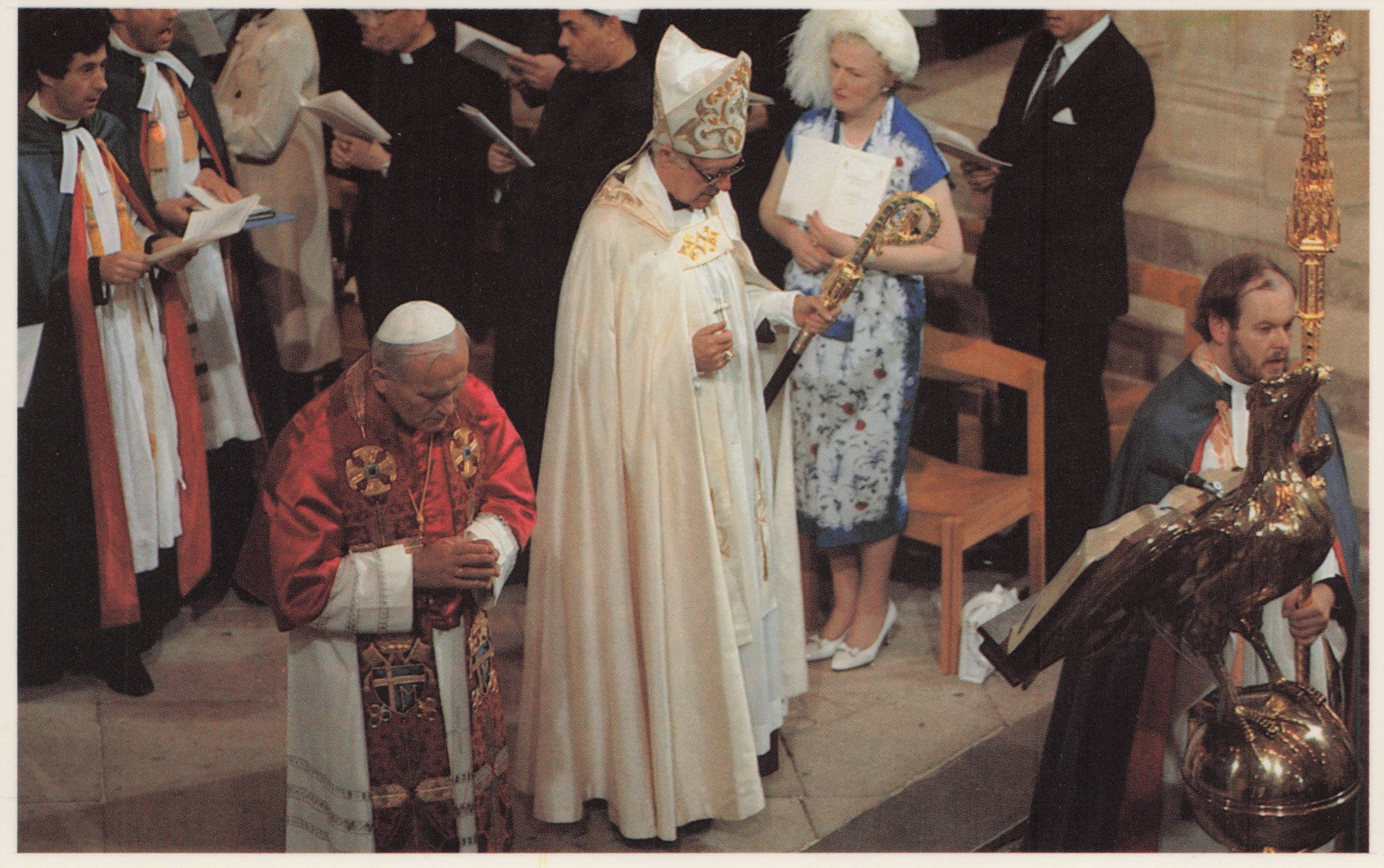 Canterbury Archbishop & Pope John Paul II Procession 1982 Visit Postcard