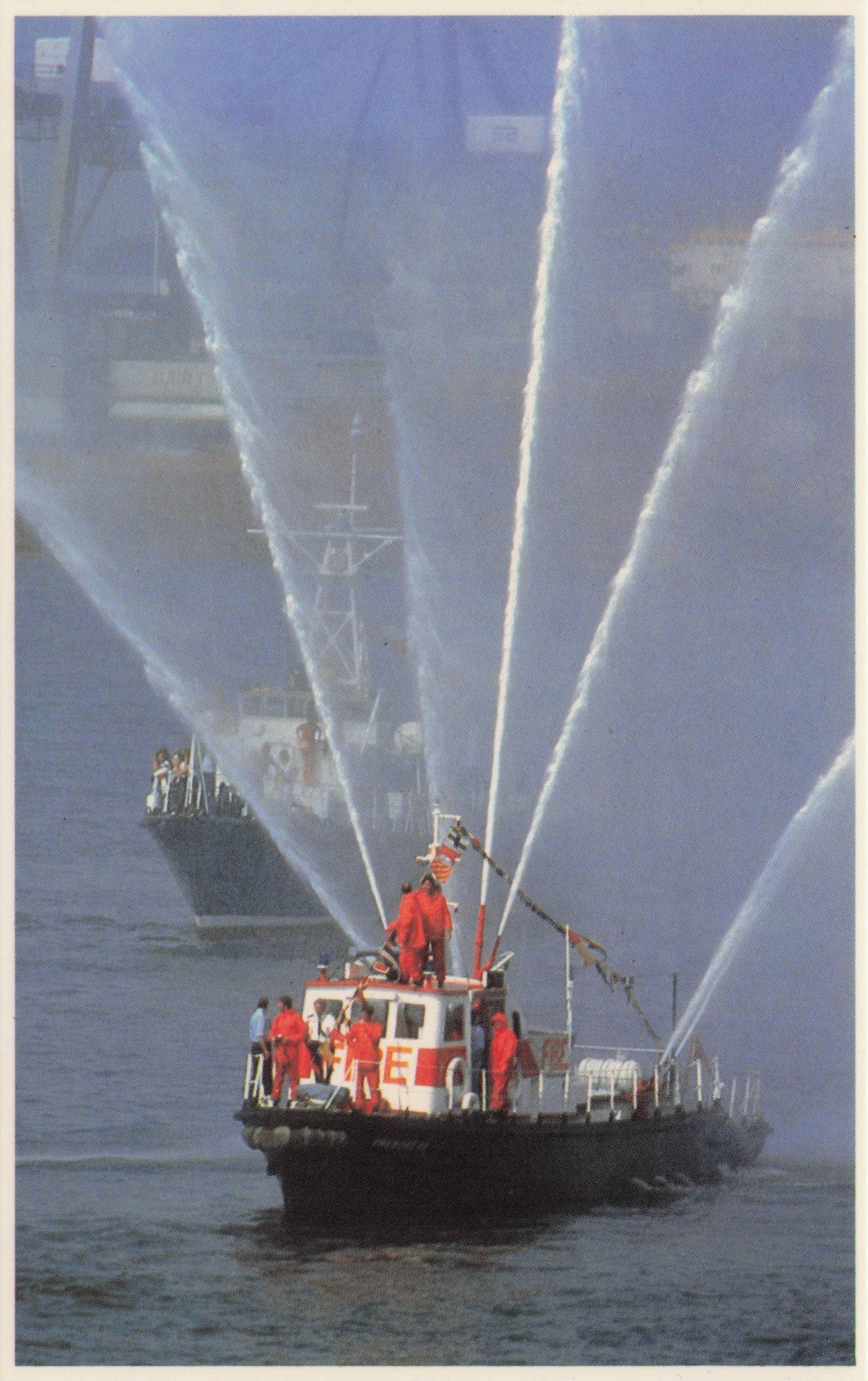Falklands War Fire Tenders Tugboats Task Force Army Return Military Postcard
