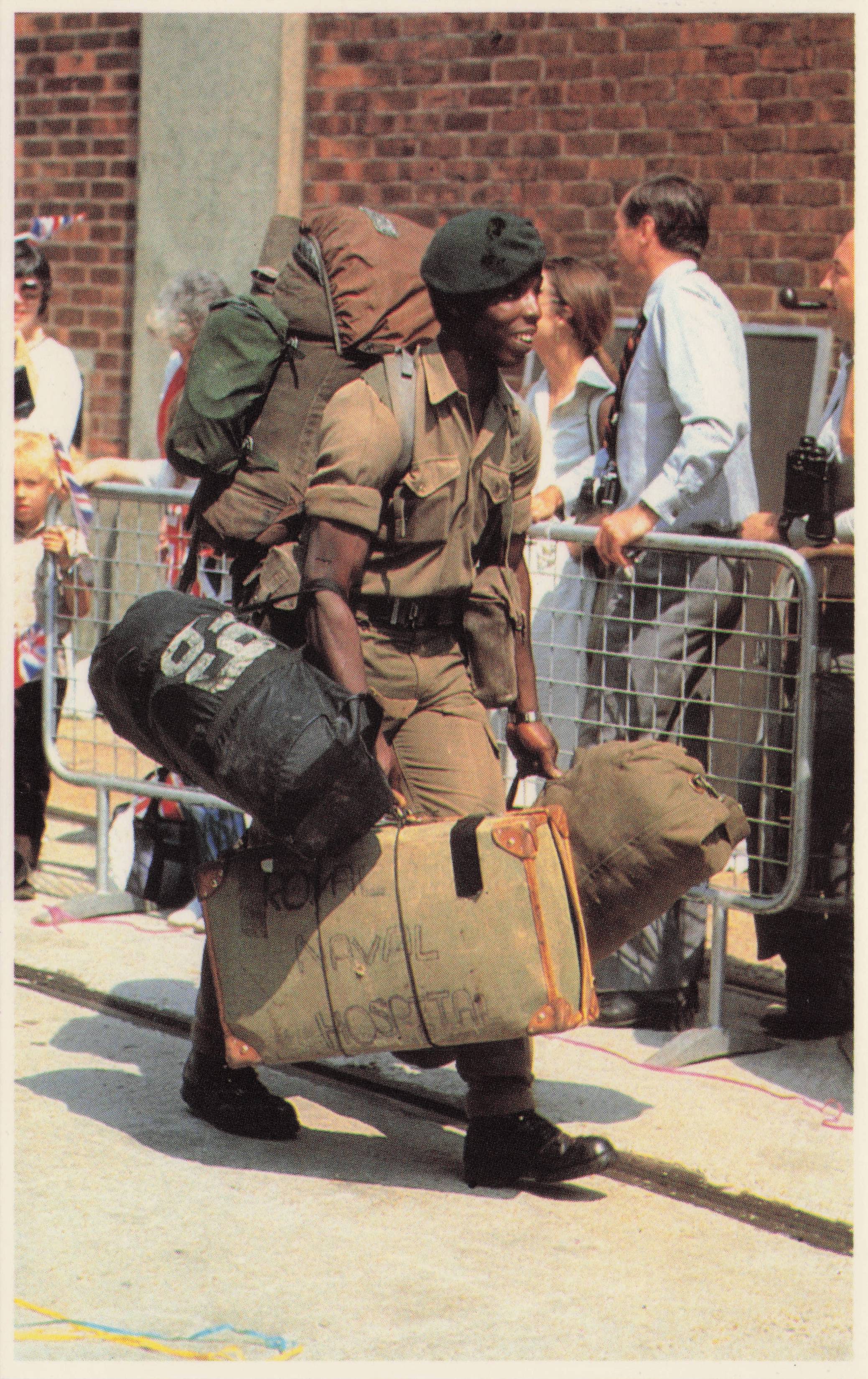 Falklands War Troops Disembarking From Task Force Ships Military Postcard
