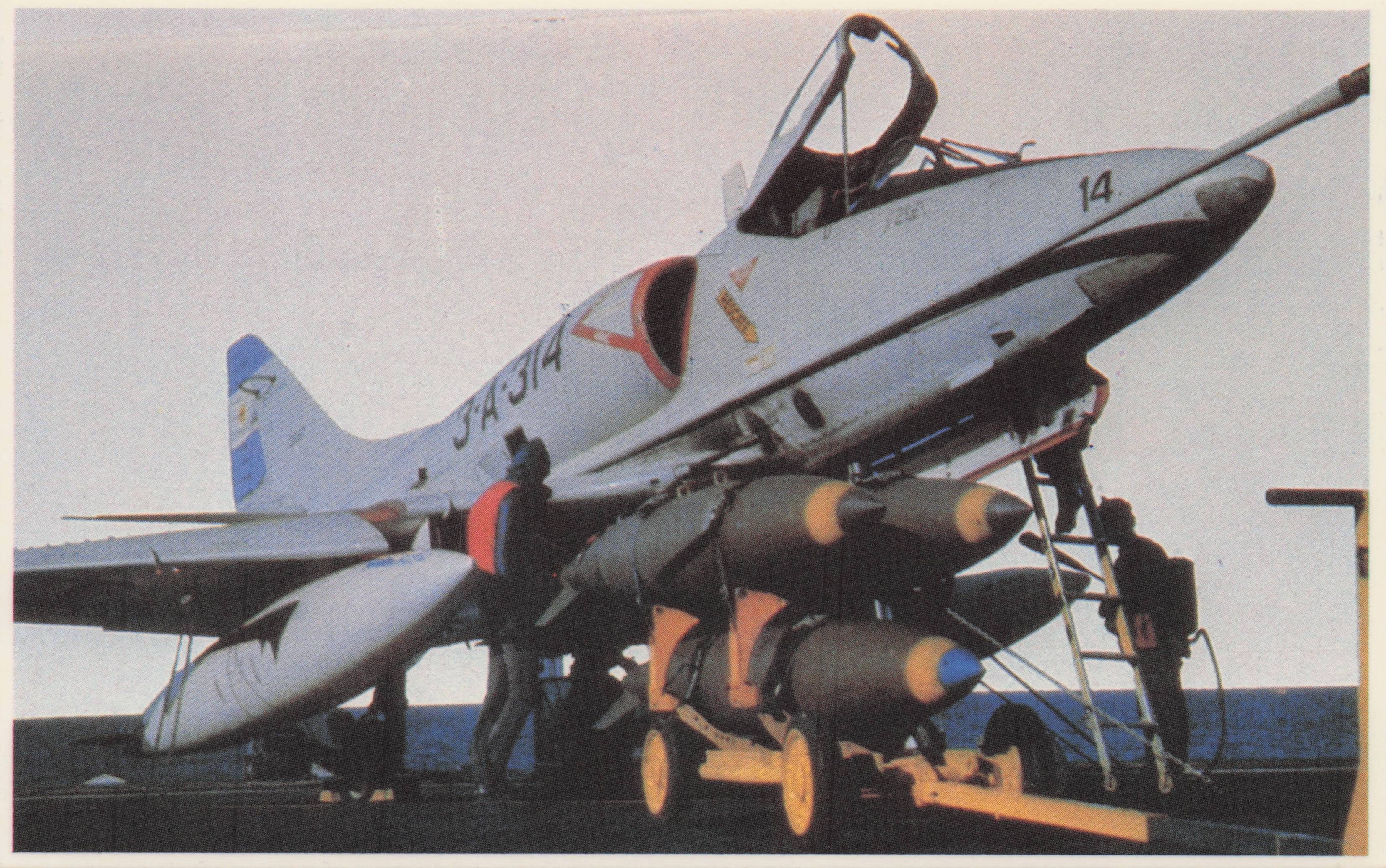 Falklands War Fighter Bomber Sea Harrier Attack HMS Invincible Military Postcard