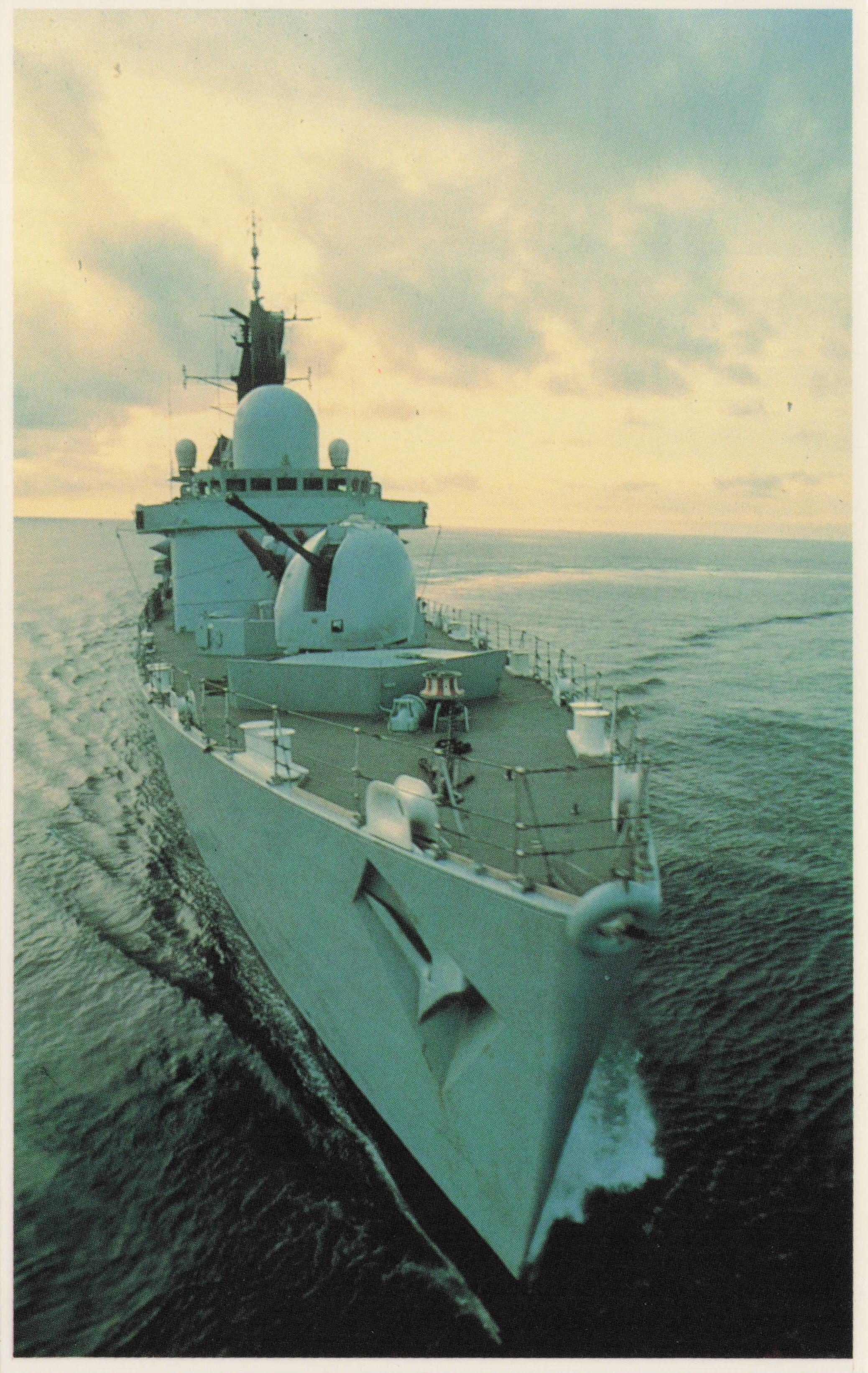 Falklands War Type 42 Guided Missile Destroyer Ship Royal Navy Military Postcard