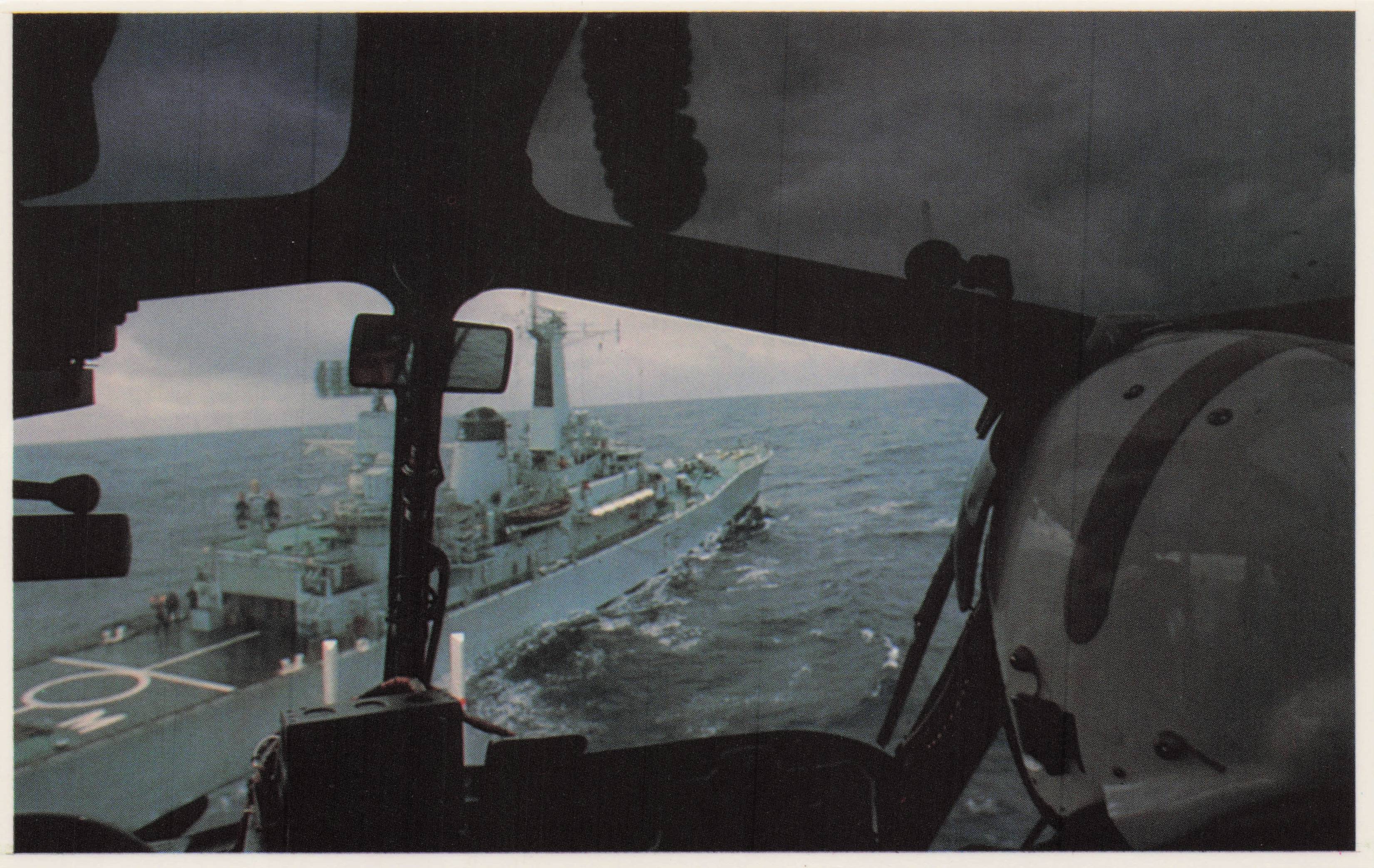 Falklands War HMS Diomede Frigate Wasp Helicopter Cockpit Military Postcard