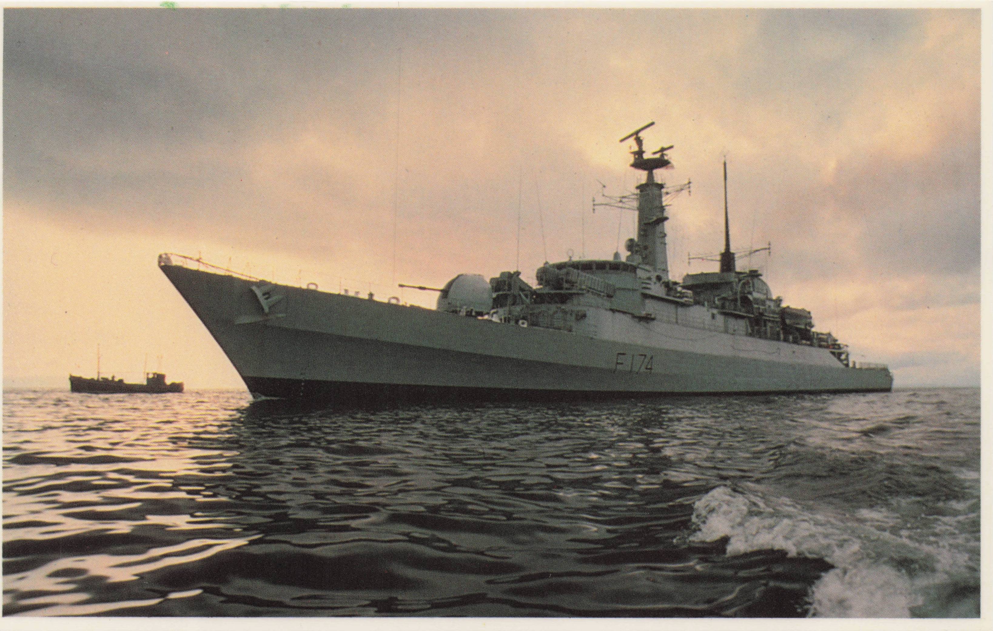 Falklands War HMS Alacrity Type 21 Amazon Class Frigate Fleet Military Postcard
