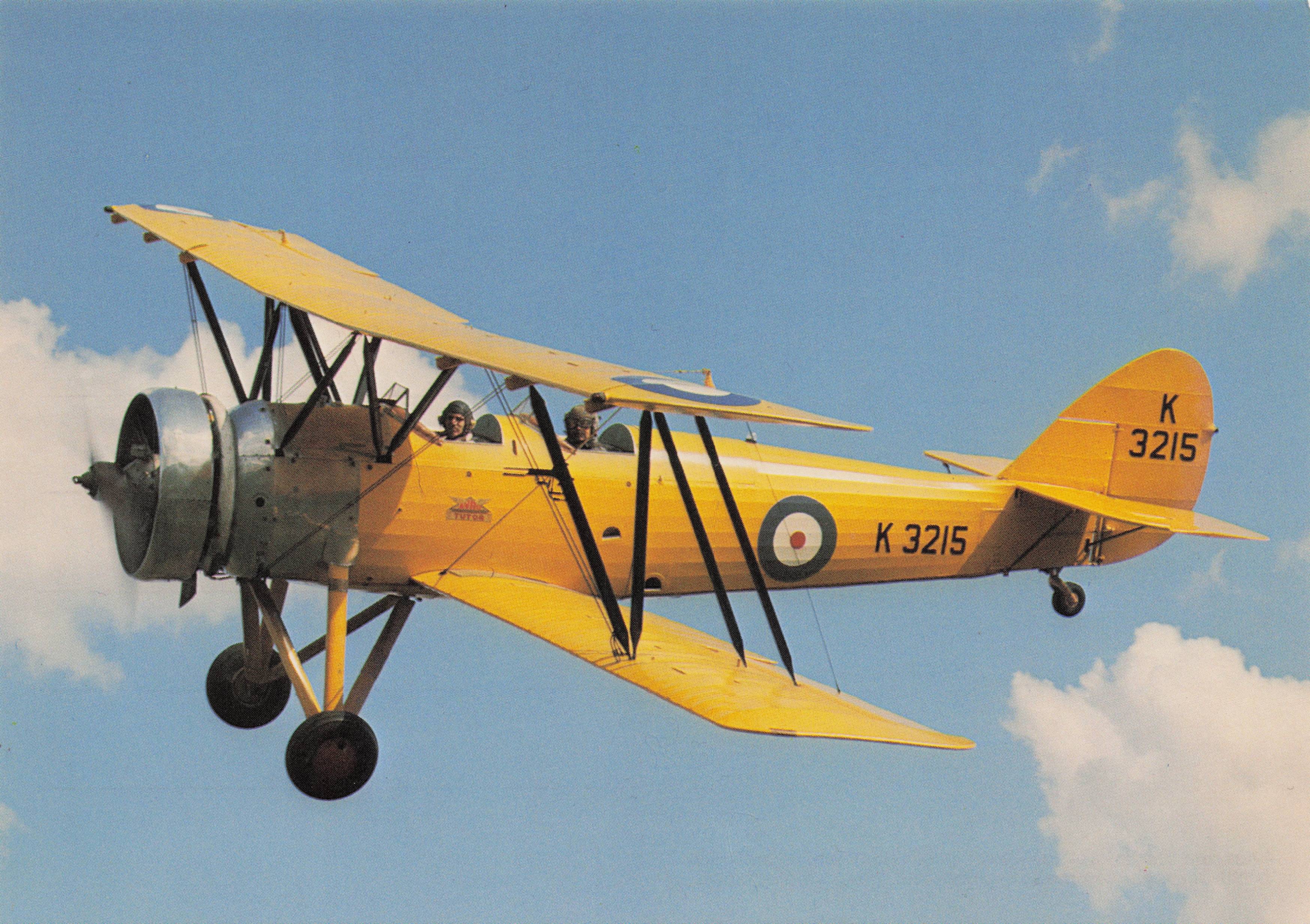 Avro Tutor Vintage Biplane RAF Training Fleet Plane Military Aircraft Postcard