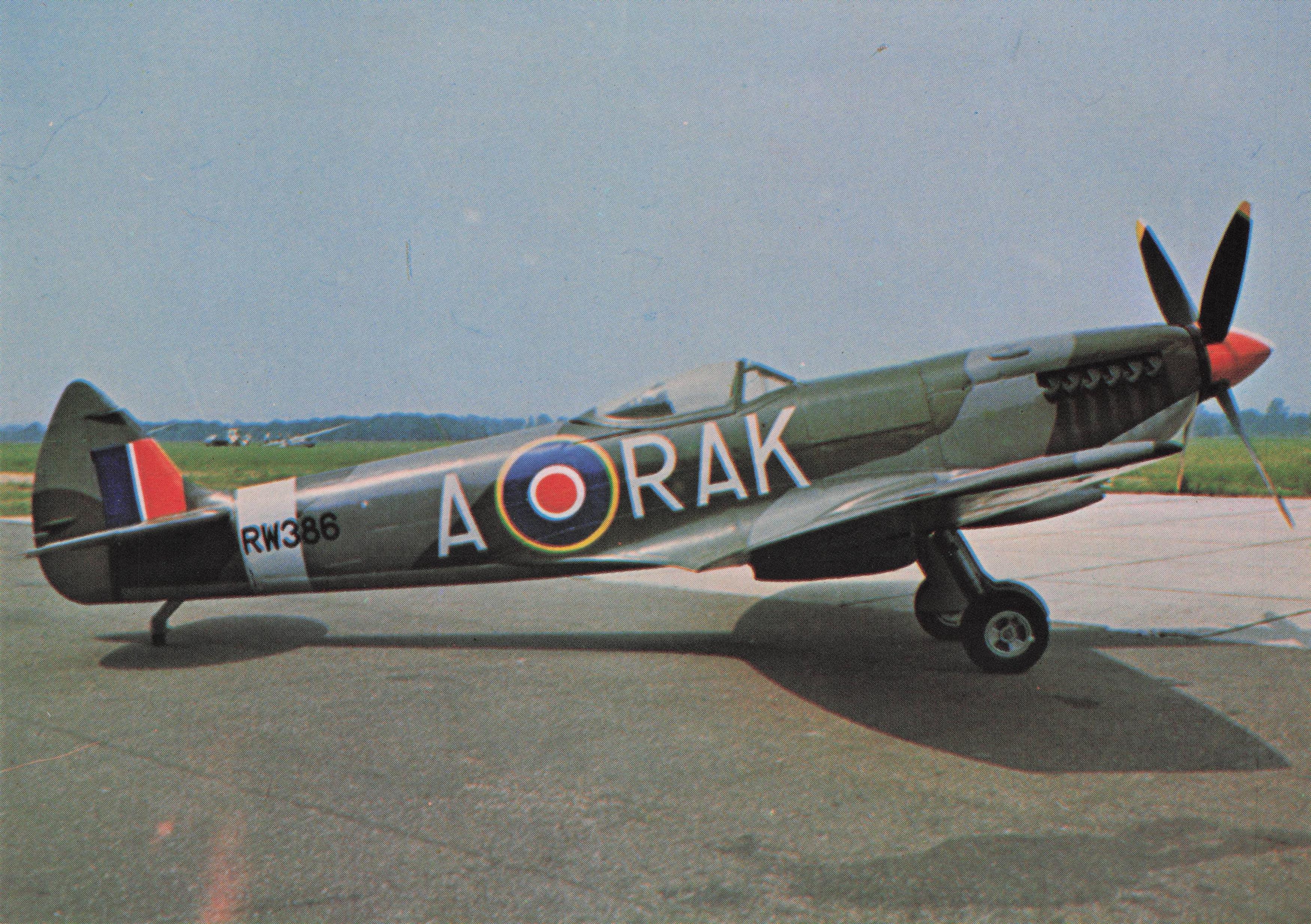 Spitfire LFXVIe RW386 Vintage Fighter RAF Fleet Plane Military Aircraft Postcard