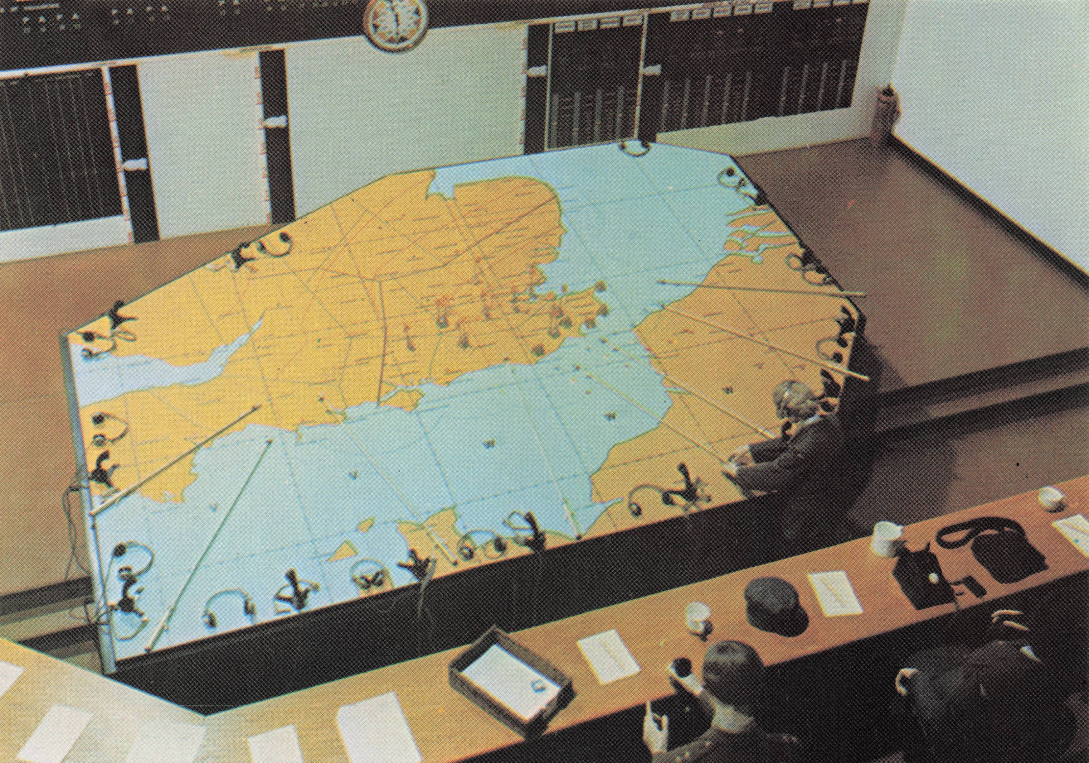 11 Group Operations Room RAF Uxbridge Bunker WW2 Wall Map Military Postcard