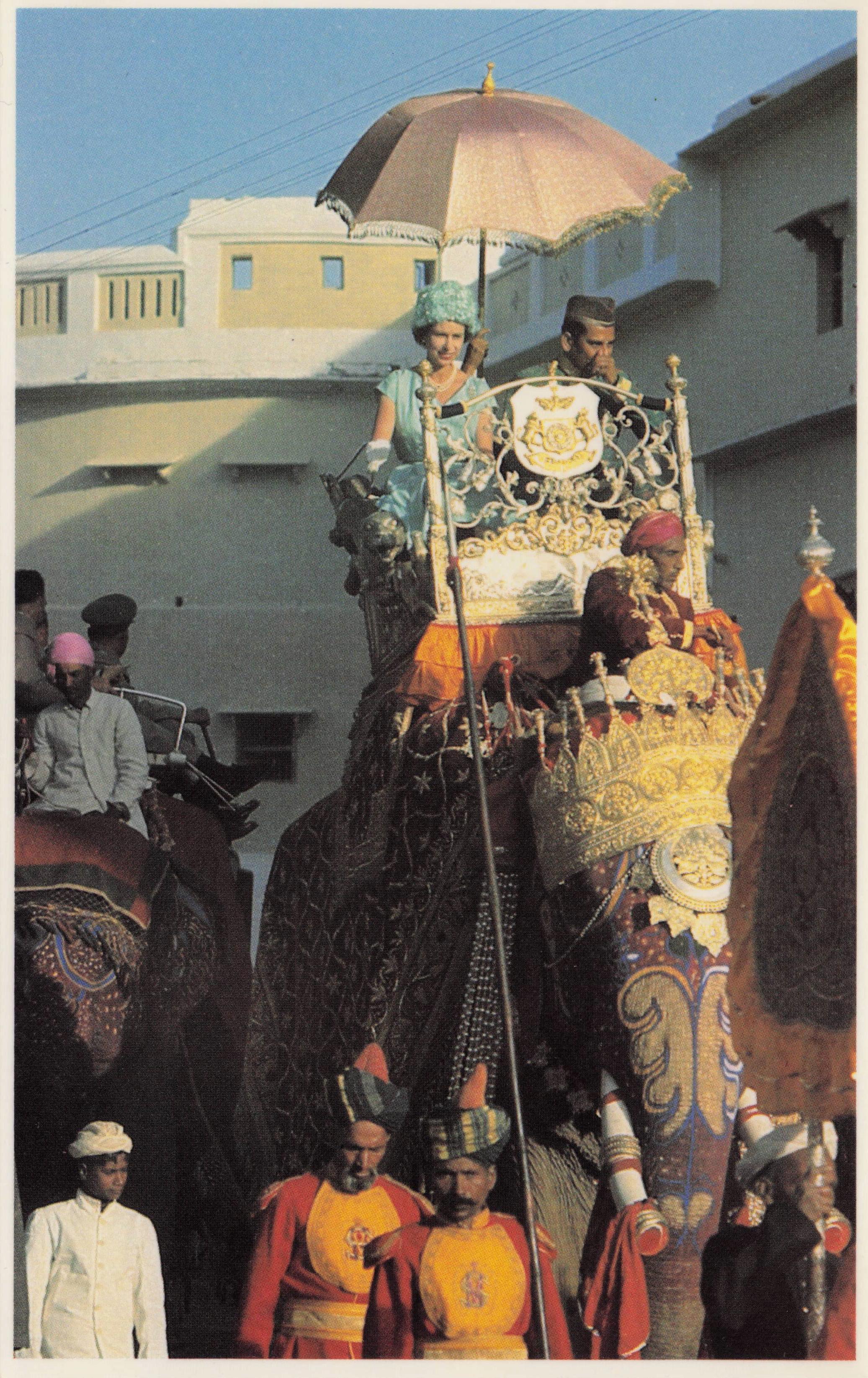 Indian Elephant Ride Benares Royal 1961 Visit Queen Elizabeth II Rare Postcard
