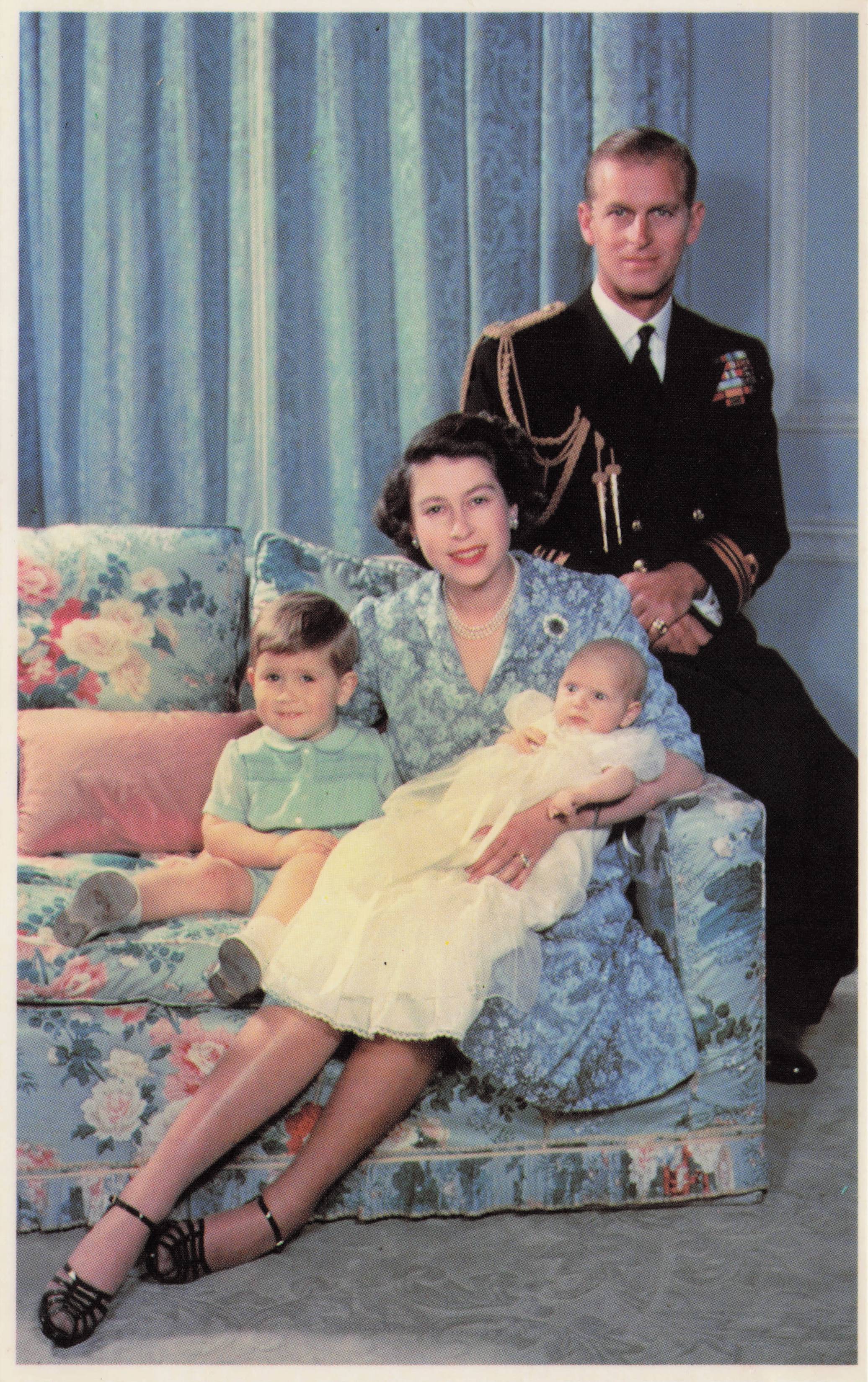 Clarence House Royal Family Group Portrait Queen Elizabeth II Rare Postcard