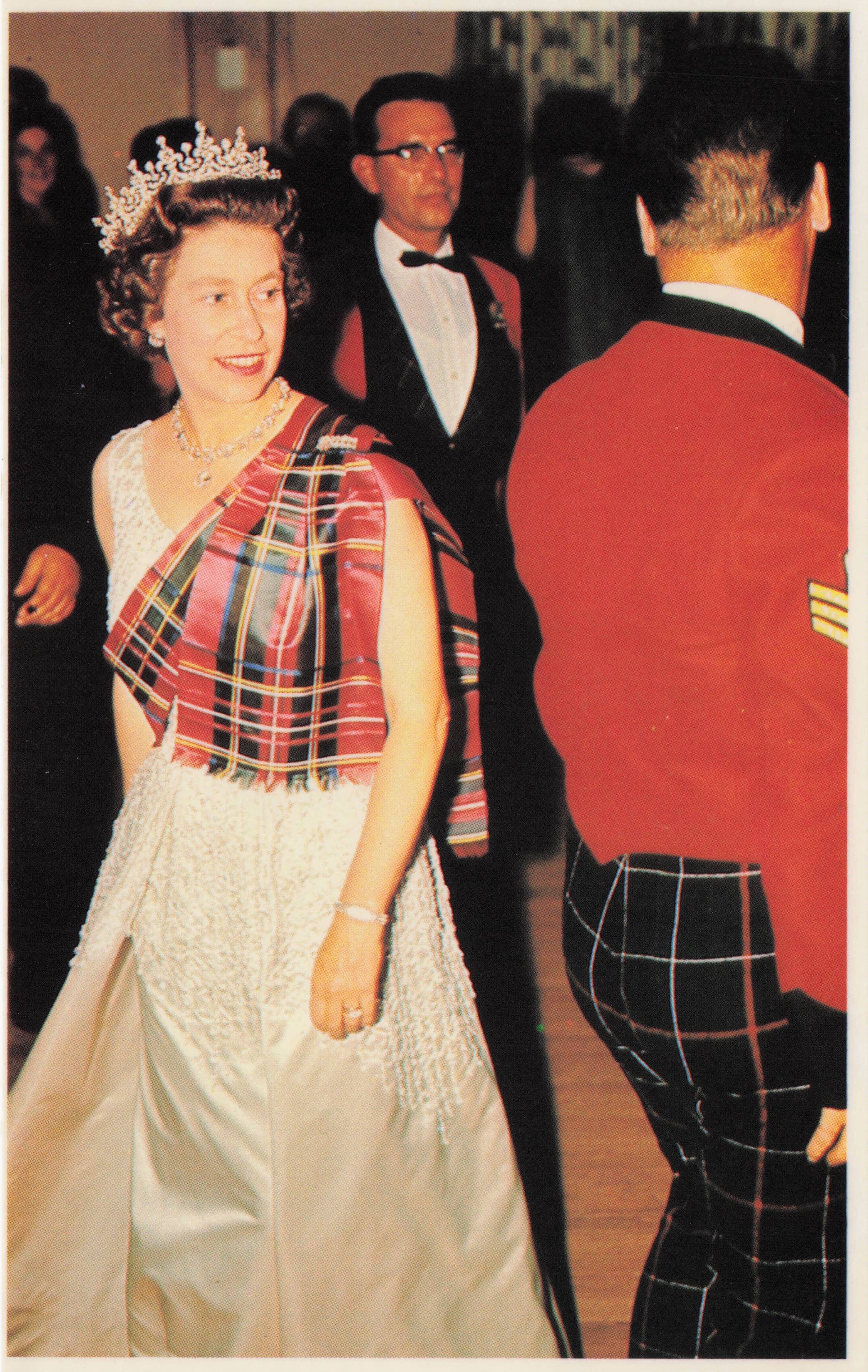 Balmoral Ghillies Ball Autumn Dance Event Queen Elizabeth II Rare Postcard