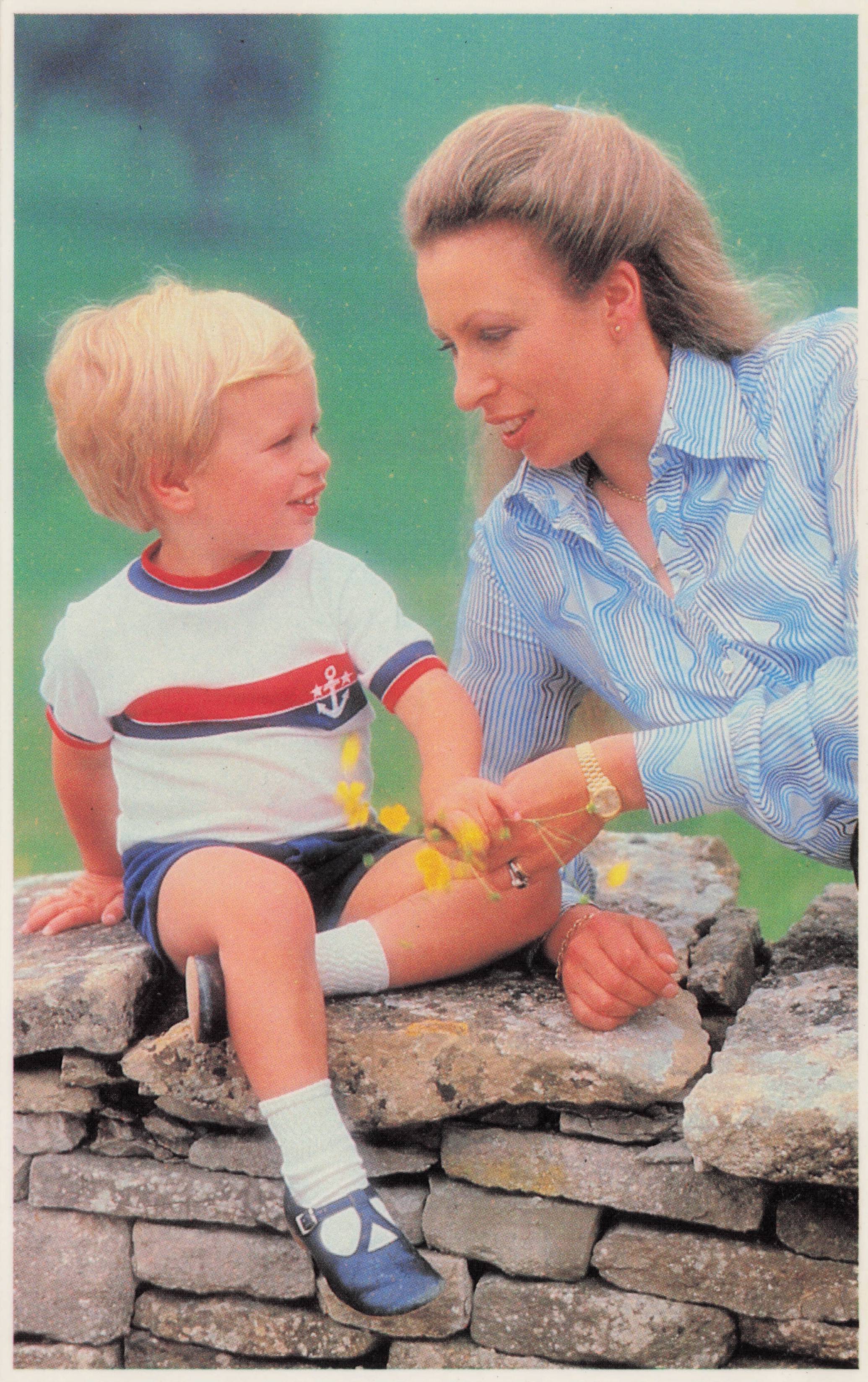 Princess Anne with Peter Phillips As Child Royal Portrait Photo Postcard