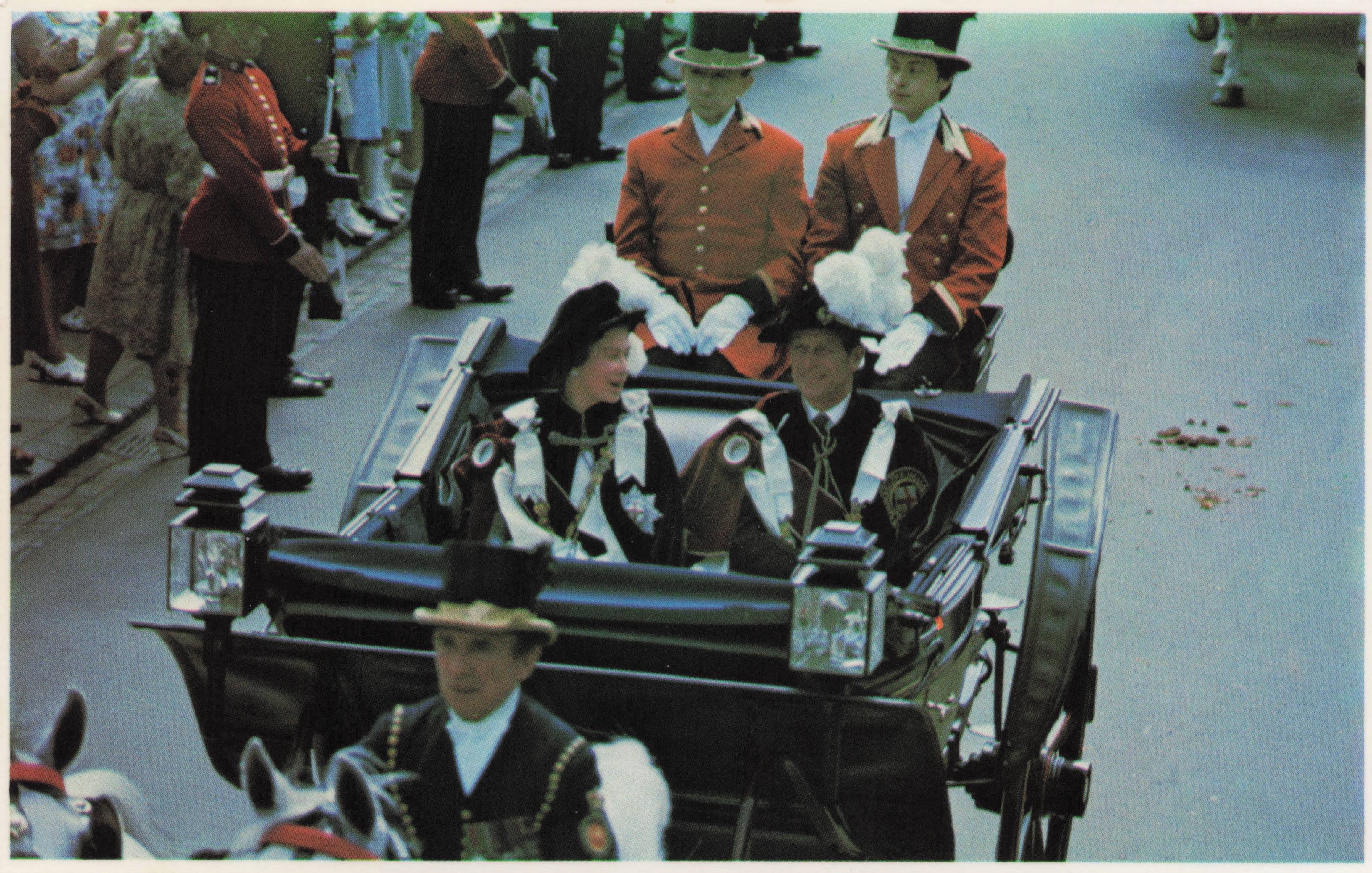 Queen Elizabeth II Open Carriages Procession Windsor Transport Royal Postcard