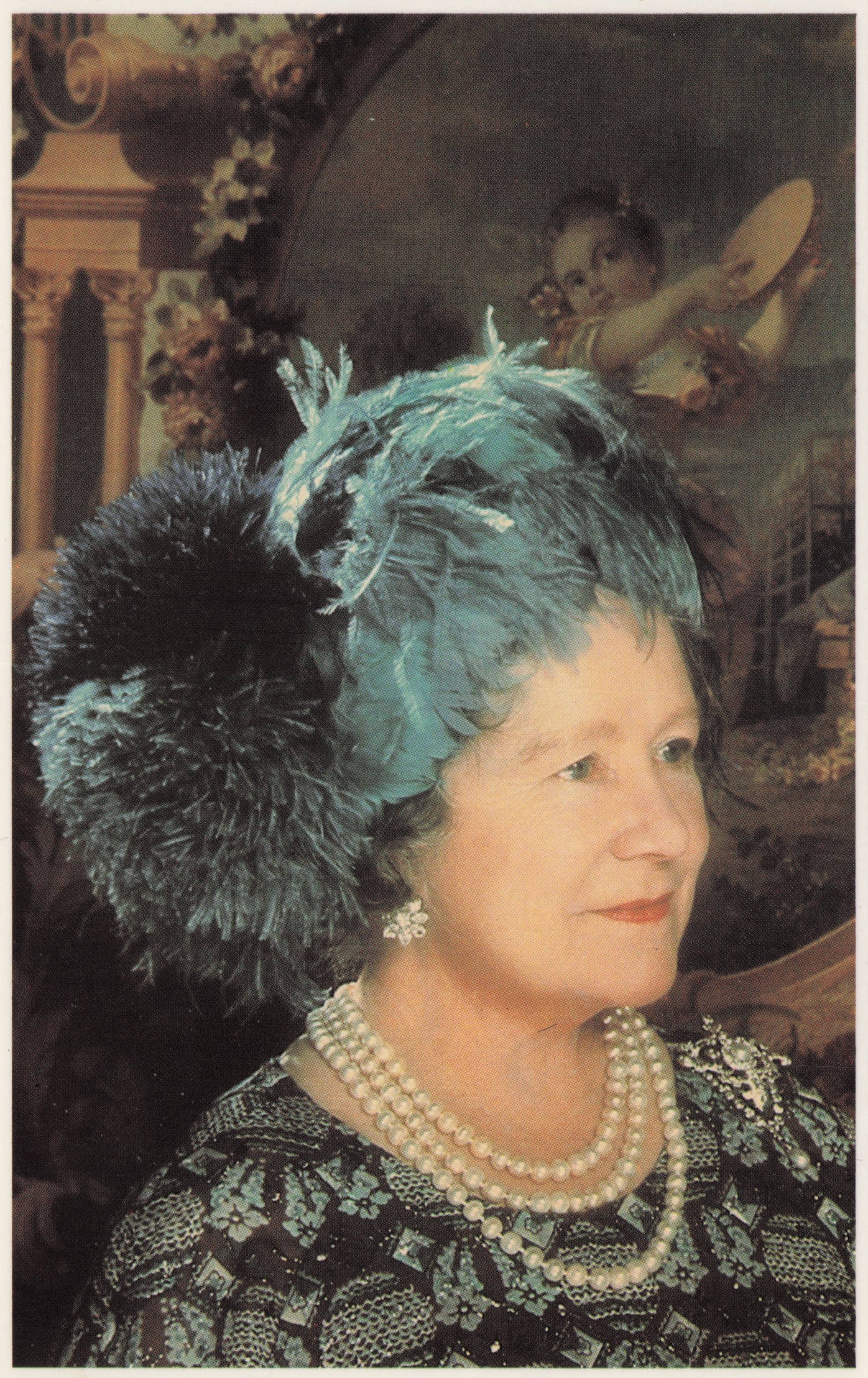 Queen Mother 75th Birthday Portrait Norman Parkinson Study Royal Photo Postcard