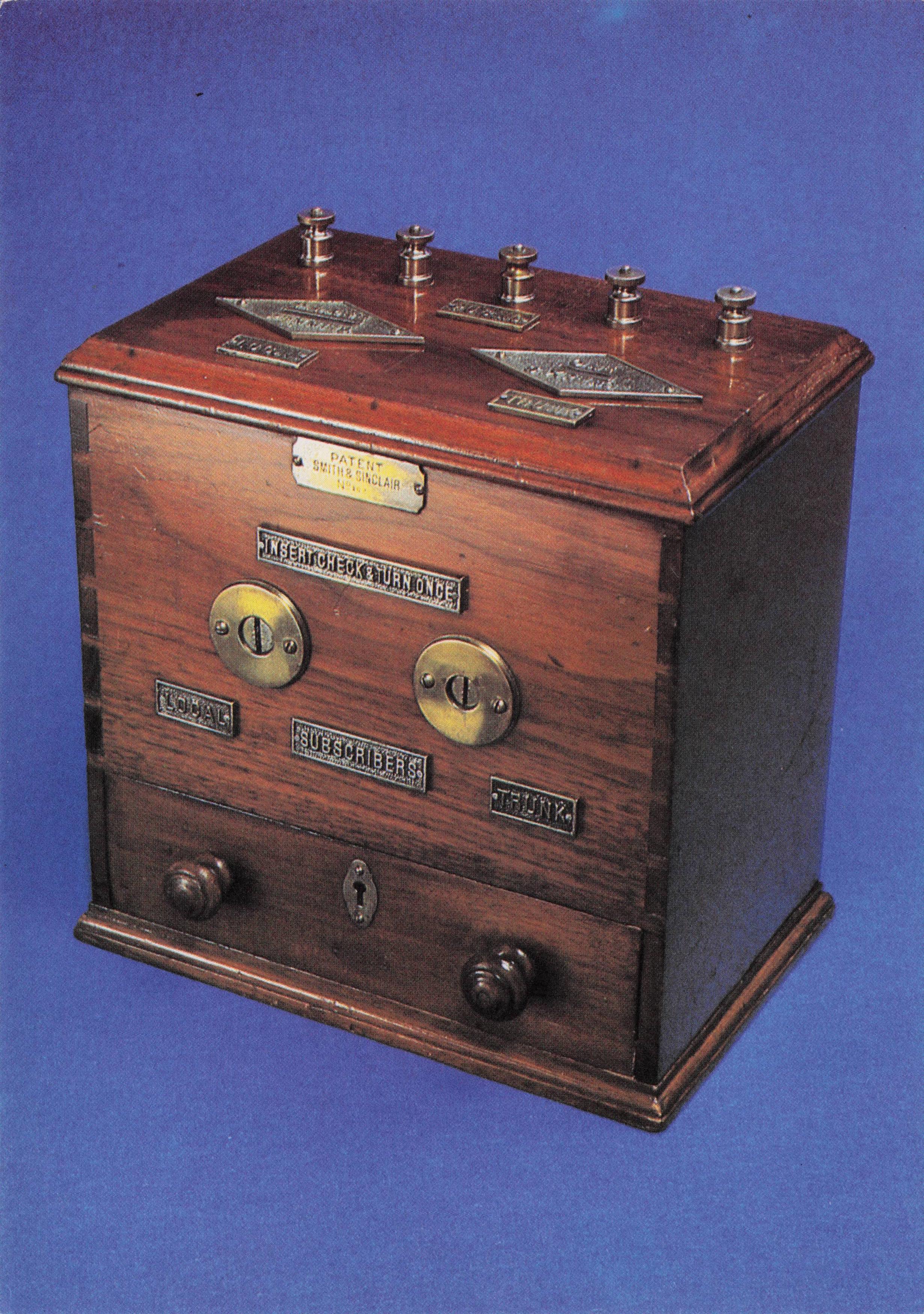 Victorian Antique Telephone Moneybox Coin Box Postcard