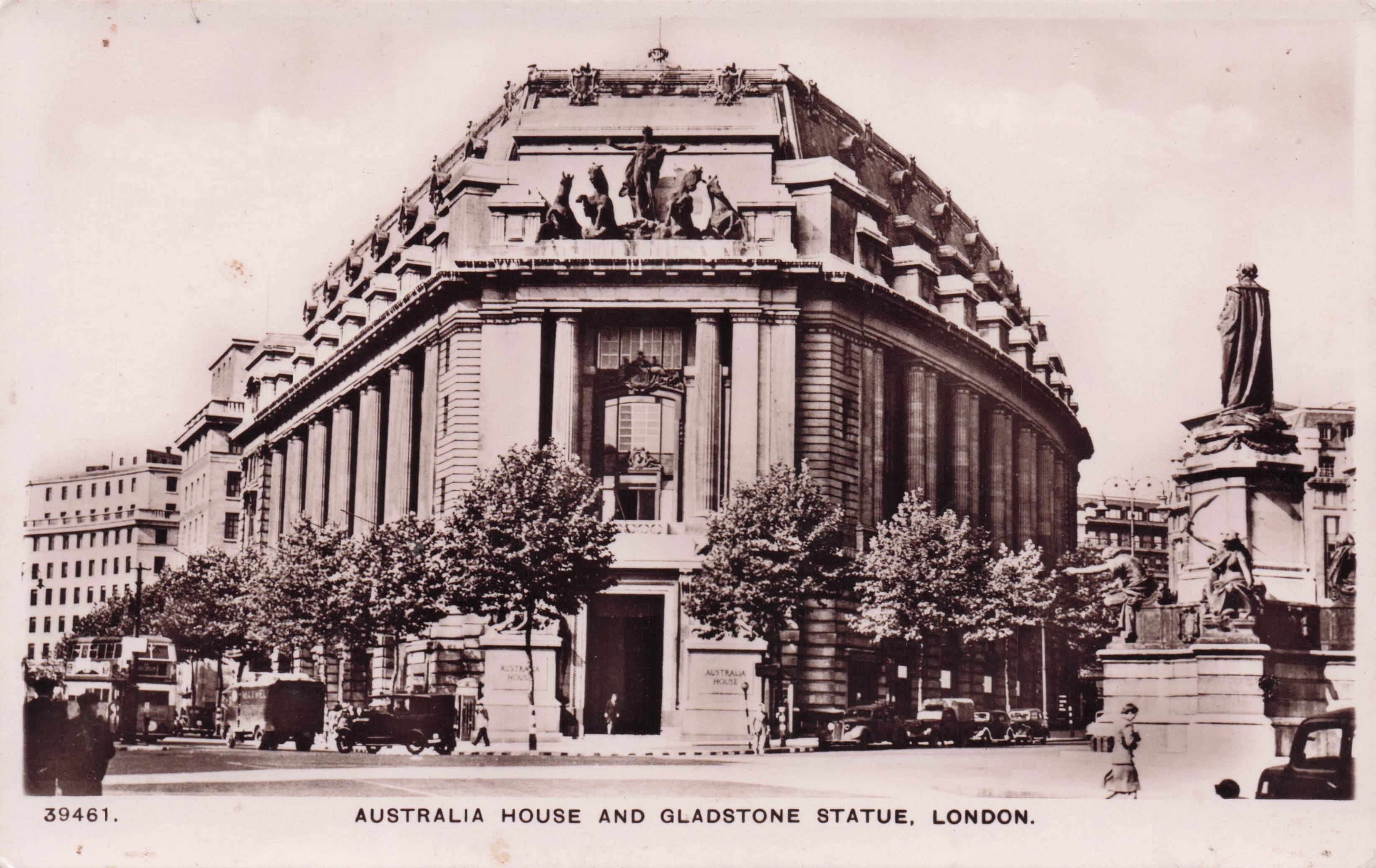 Australia House & Gladstone Statue London Richter Rare Real Photo Postcard