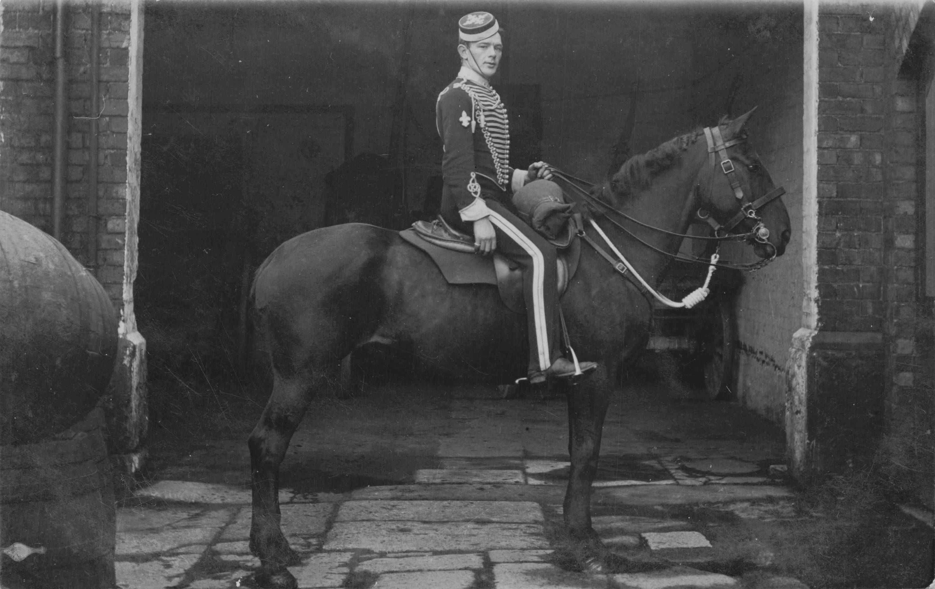 Horse & Rider At Woolwich Barracks London Real Photo Old Postcard