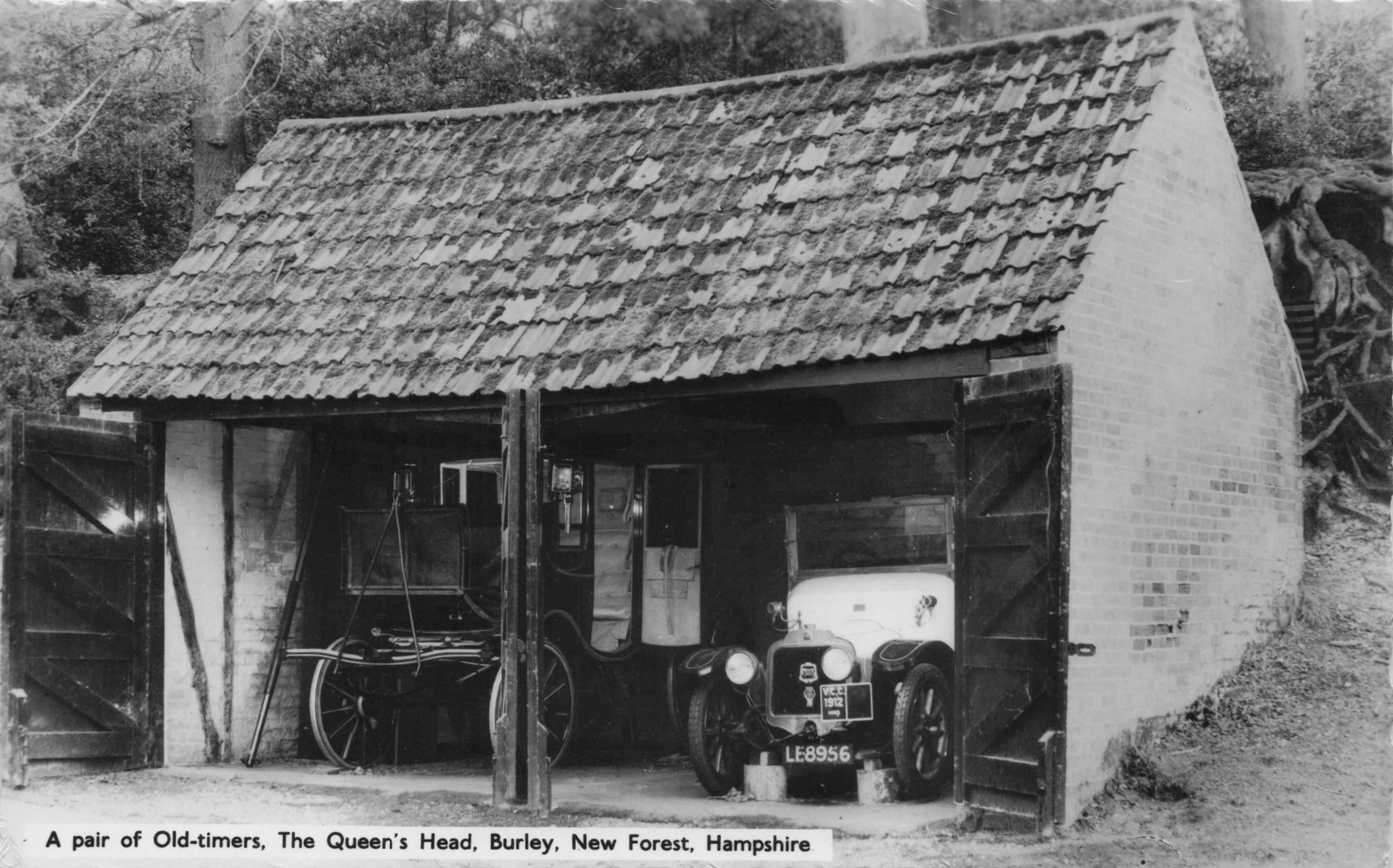 A Pair Of Old Timers Classic Cards Queens Head Burley Hampshire RPC Postcard