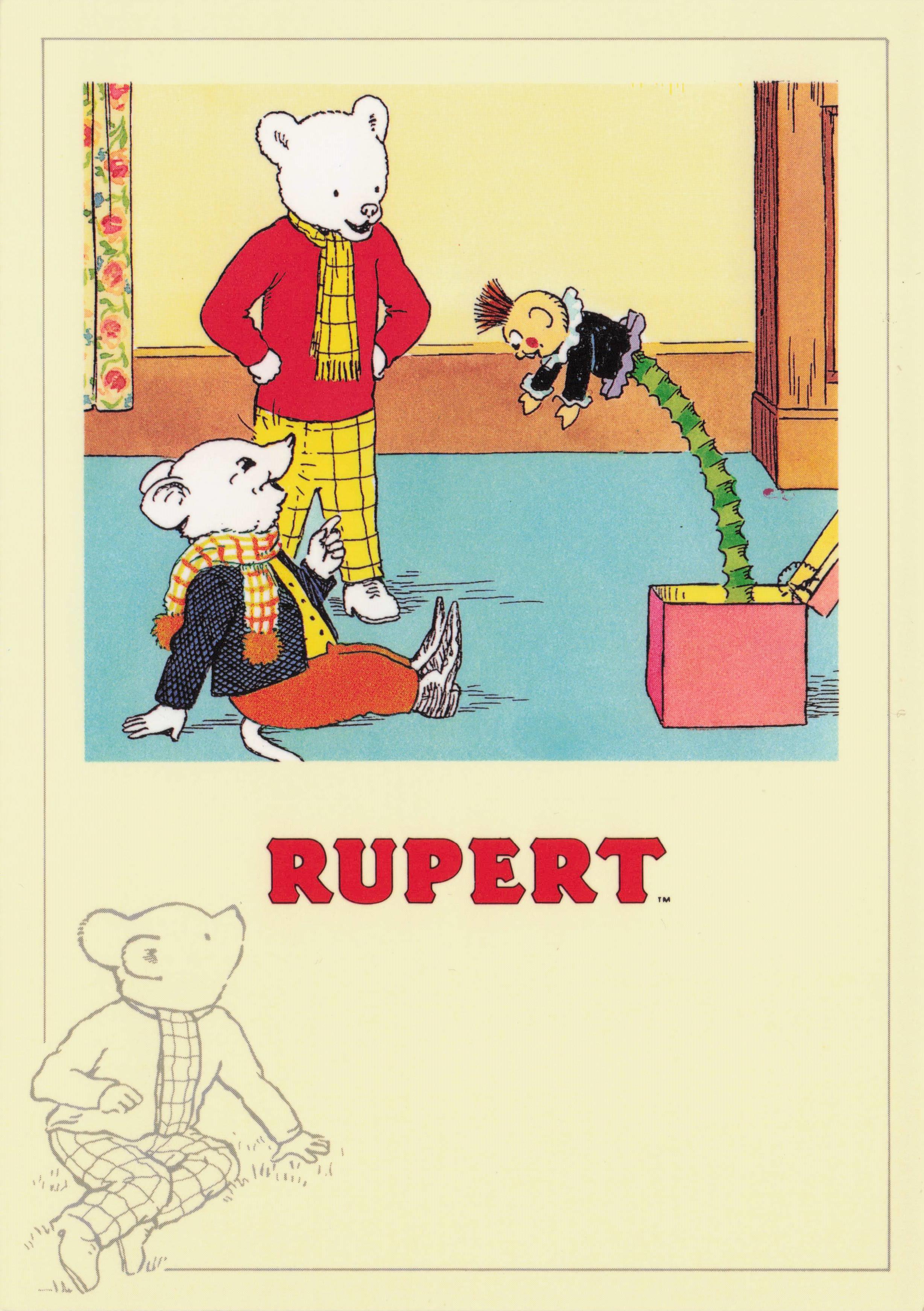 Rupert Bear & Jack In The Box Toy WW2 1939 Book Cartoon PC821 Postcard