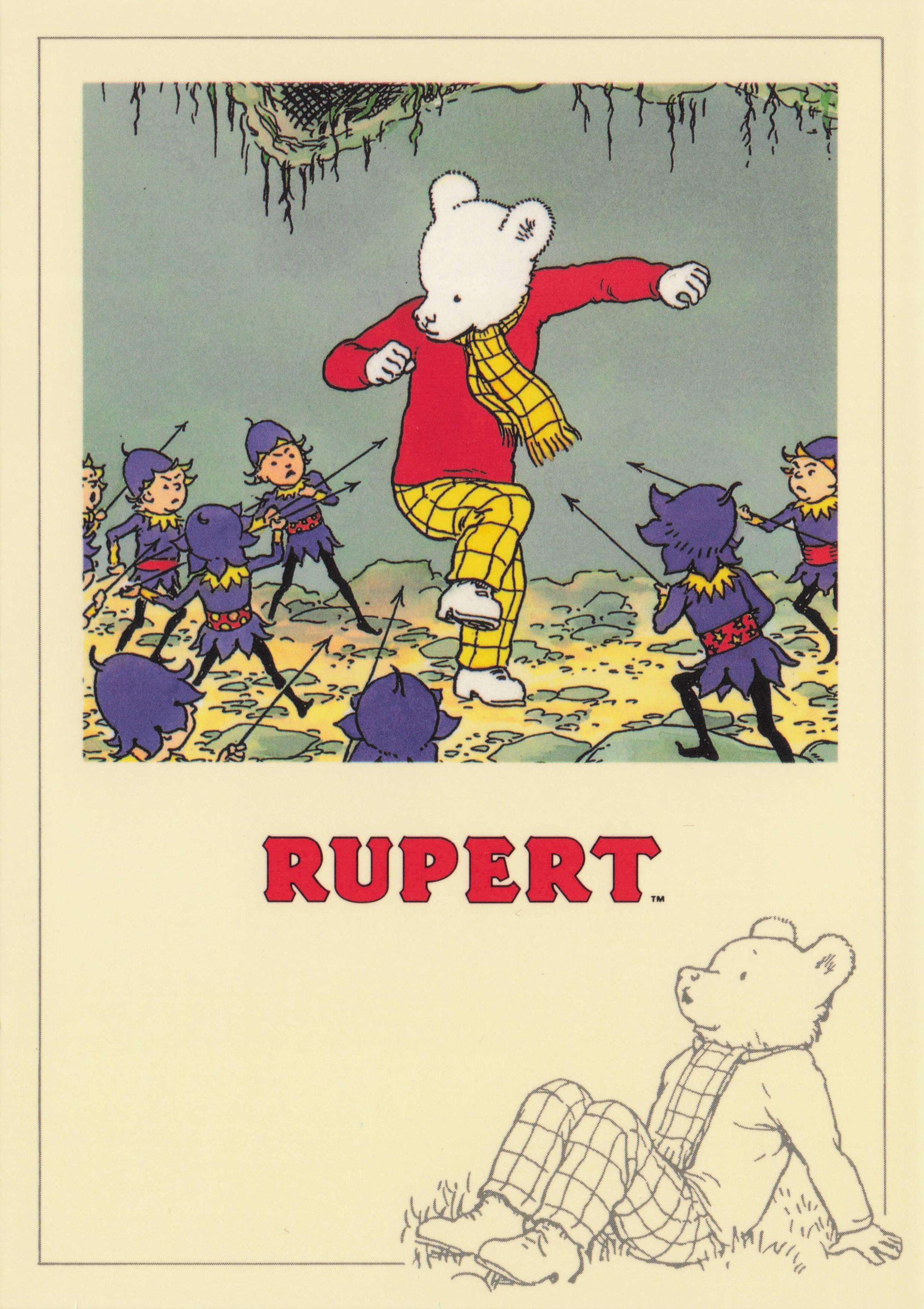 Rupert Bear & The Daffodils Elf Attack 1938 Book Cartoon PC771 Postcard