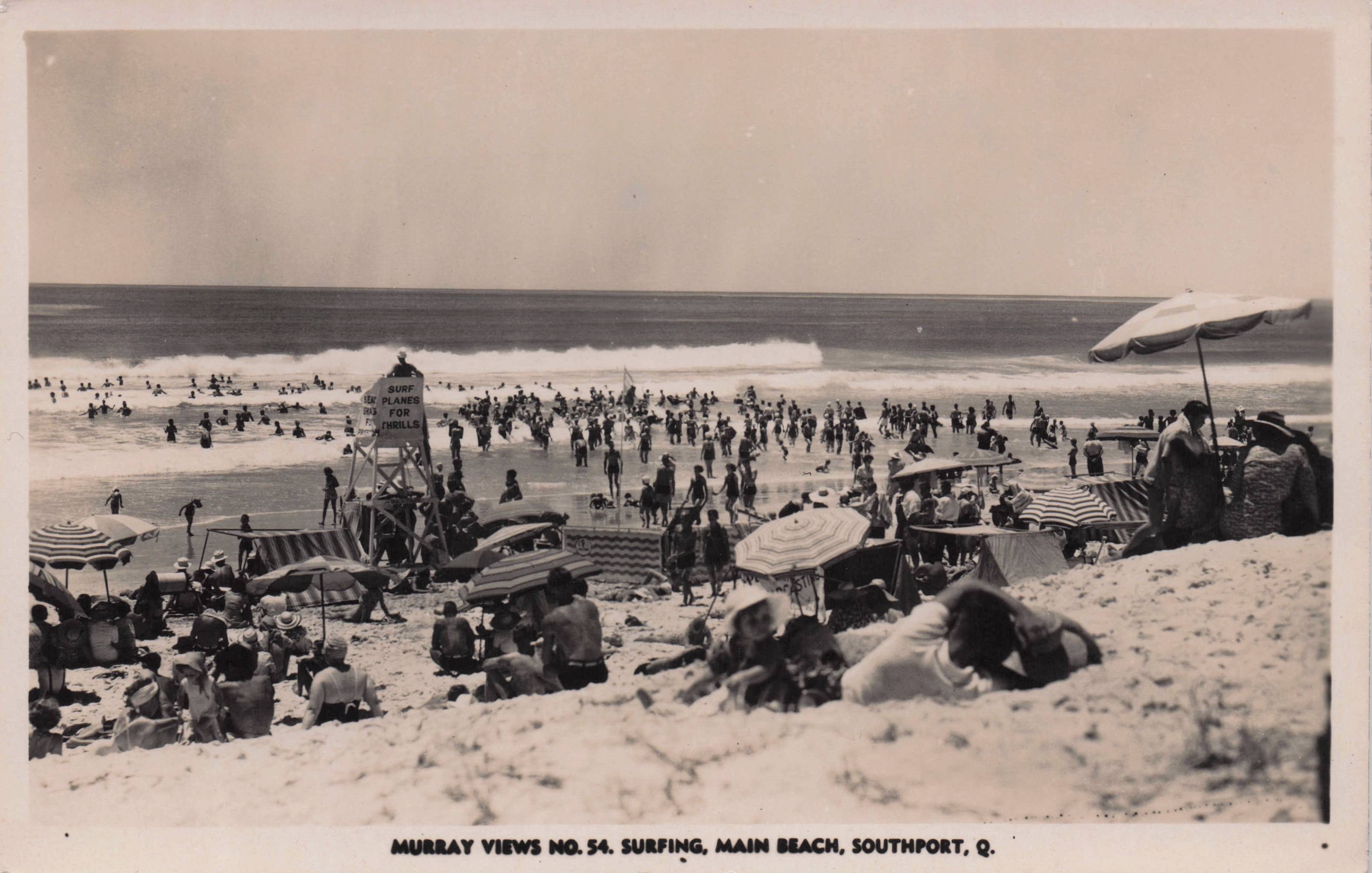 Murray Views Surf Boards For Thrills Sign Southport Beach Australia RPC Postcard
