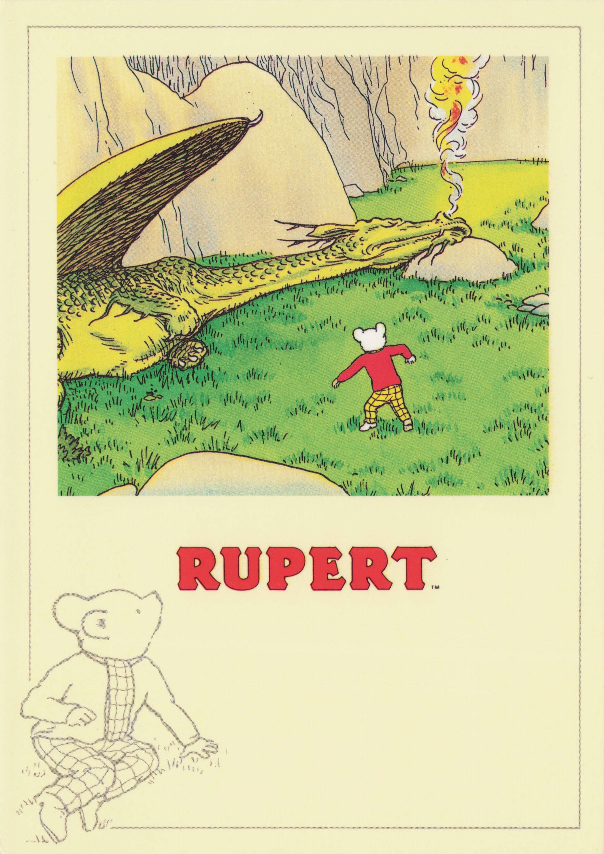 Rupert The Bear & Ping Pong Old Book Sleeping Dragon Cartoon PC819 Postcard