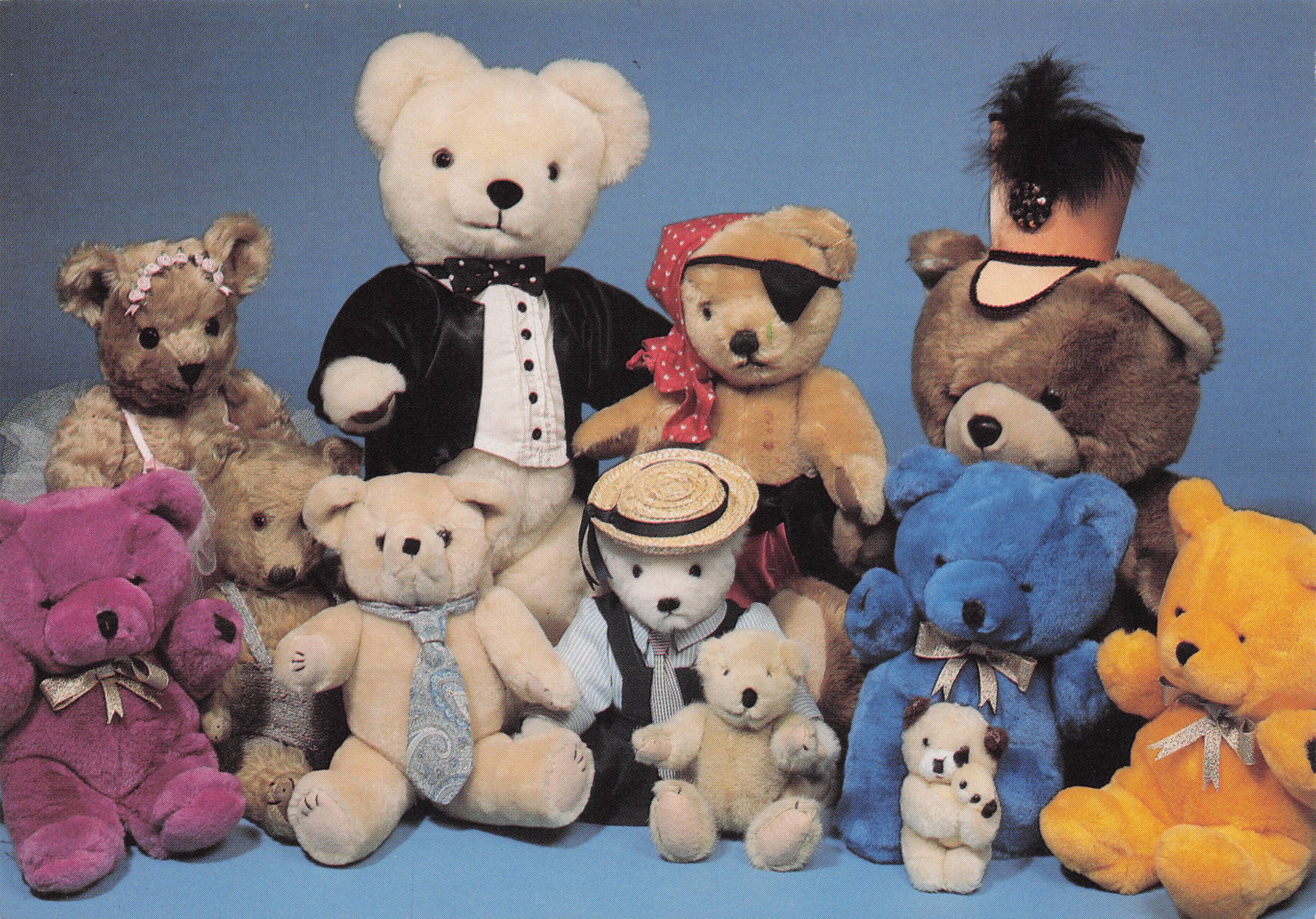 Theatre Teddy Bears Posh Ties Pirates Suit Straw Hats Toy Teddies Postcard