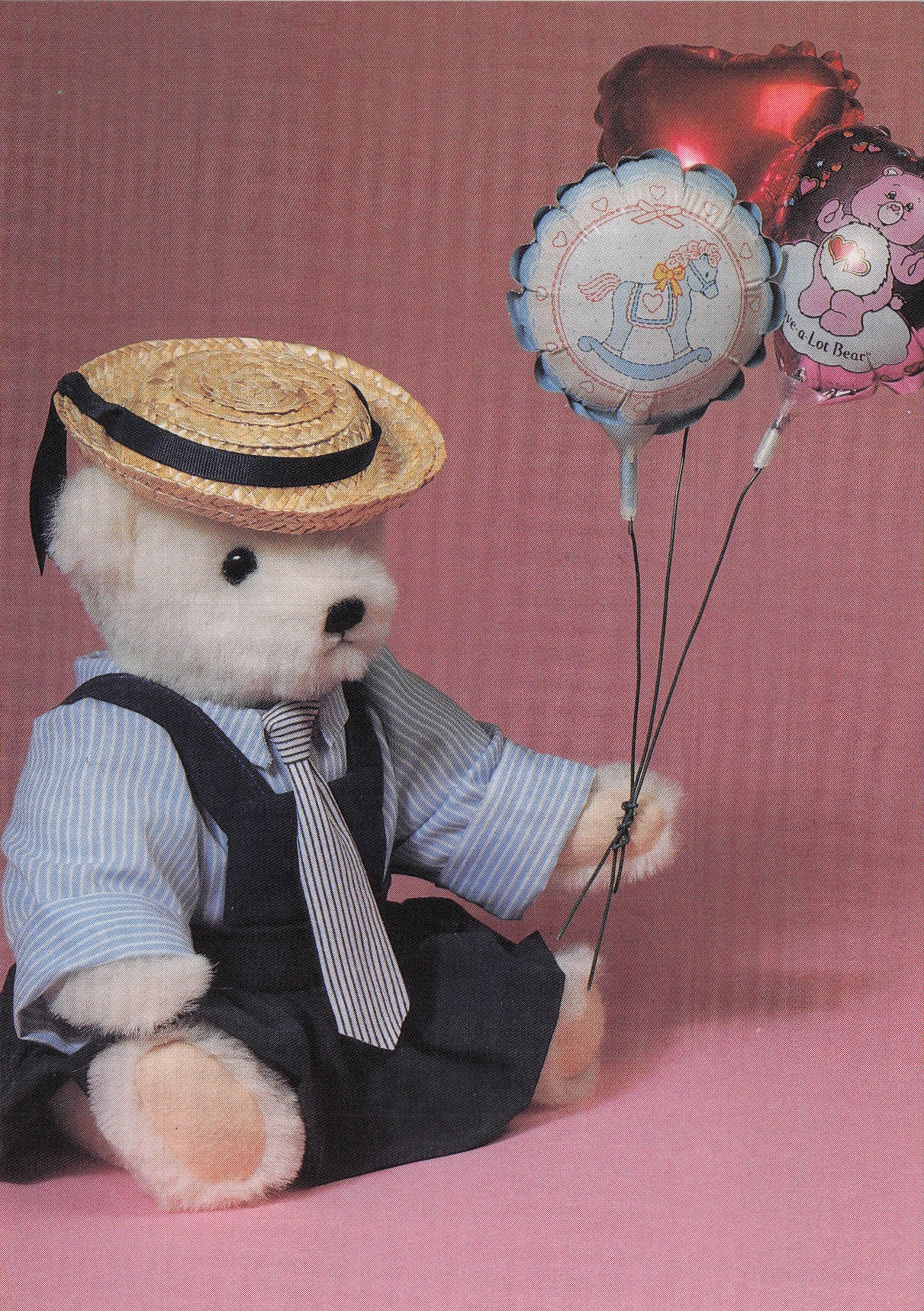 Lonely Summer Teddy Bear Toy Gas Hot Air Filled Bear Balloon Vendor Postcard