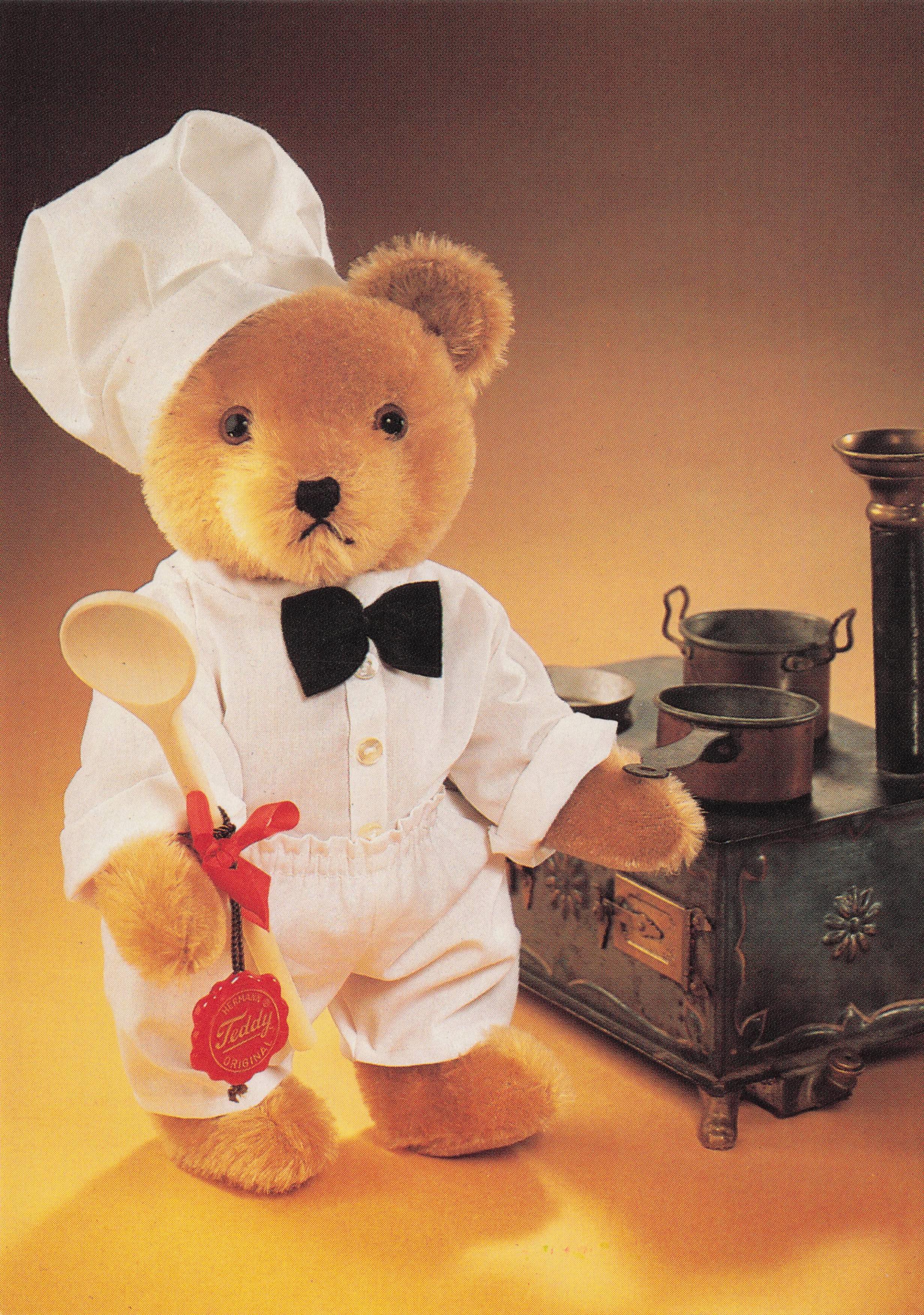 Teddy Chef Restaurant Prize Winning Cookery Toy Bear Badge Medal Postcard