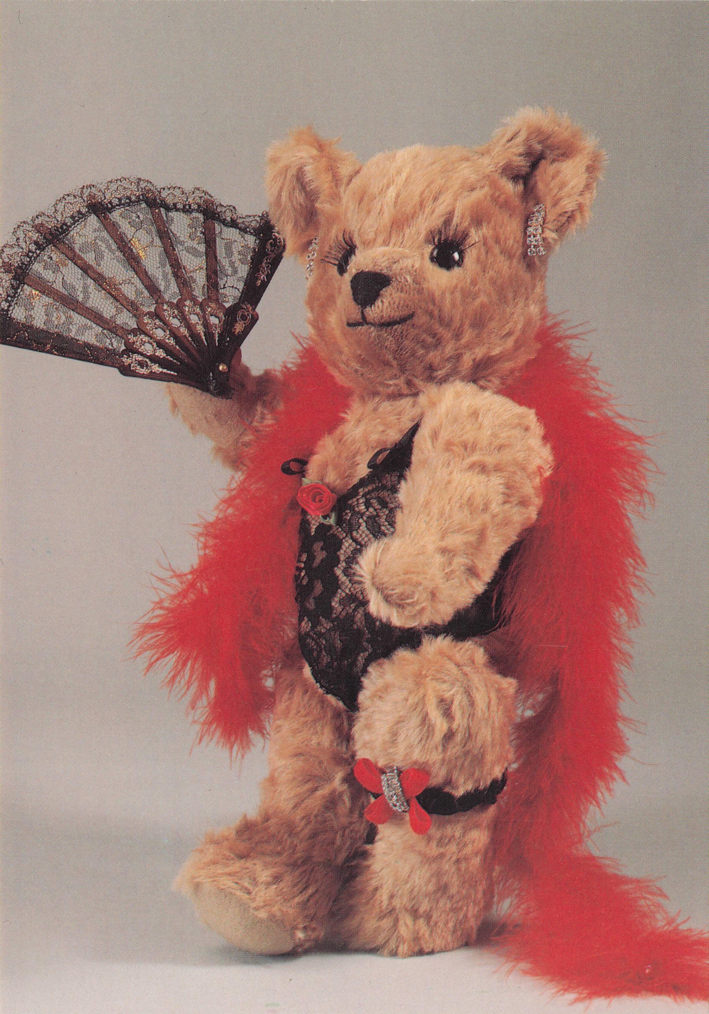 Glamour Lady Teddy Bear Fancy Dress Lace Underwear Toy Posh Fan Postcard