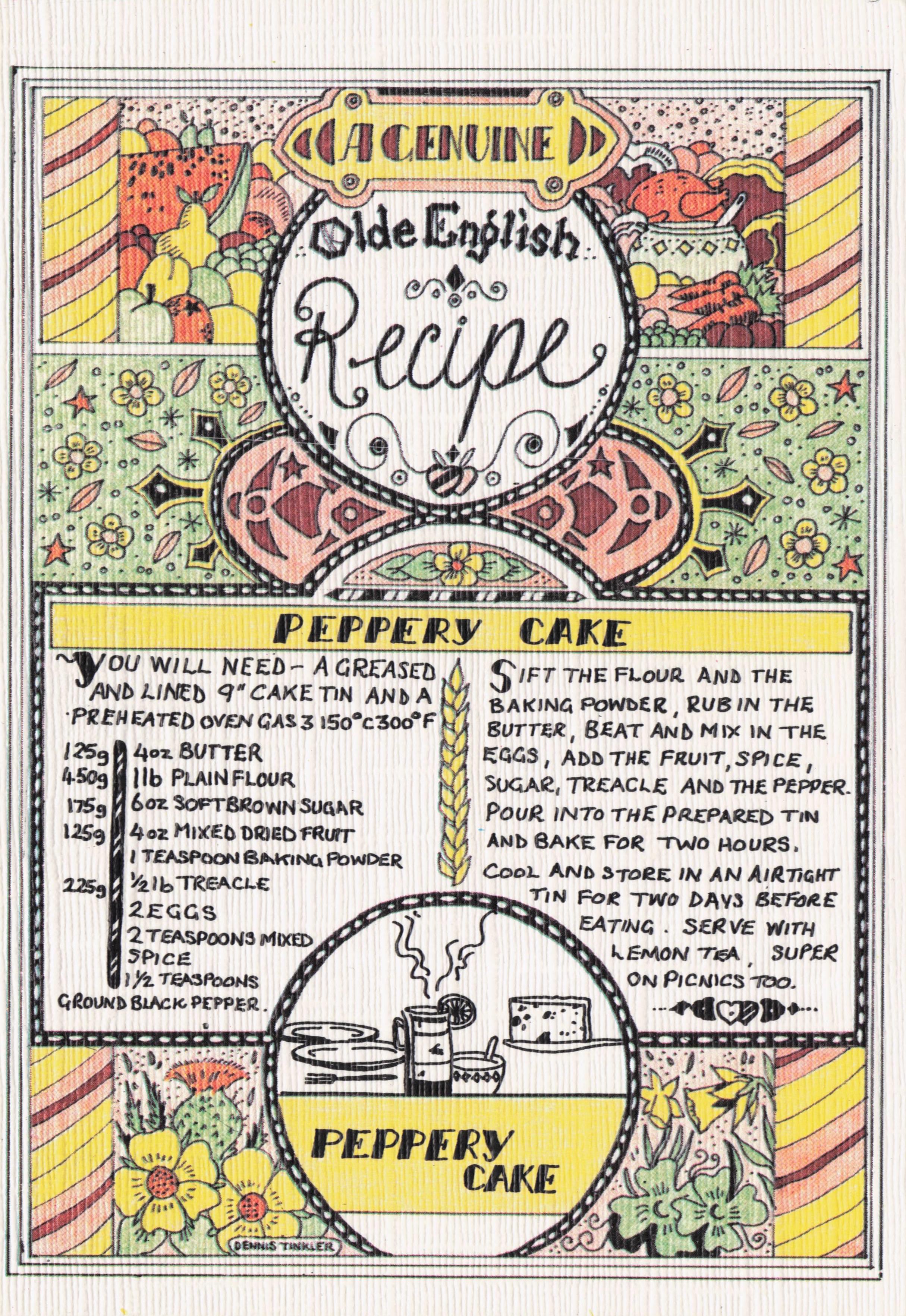 Peppery Cake Old Fashioned Recipe Food Cookery Postcard