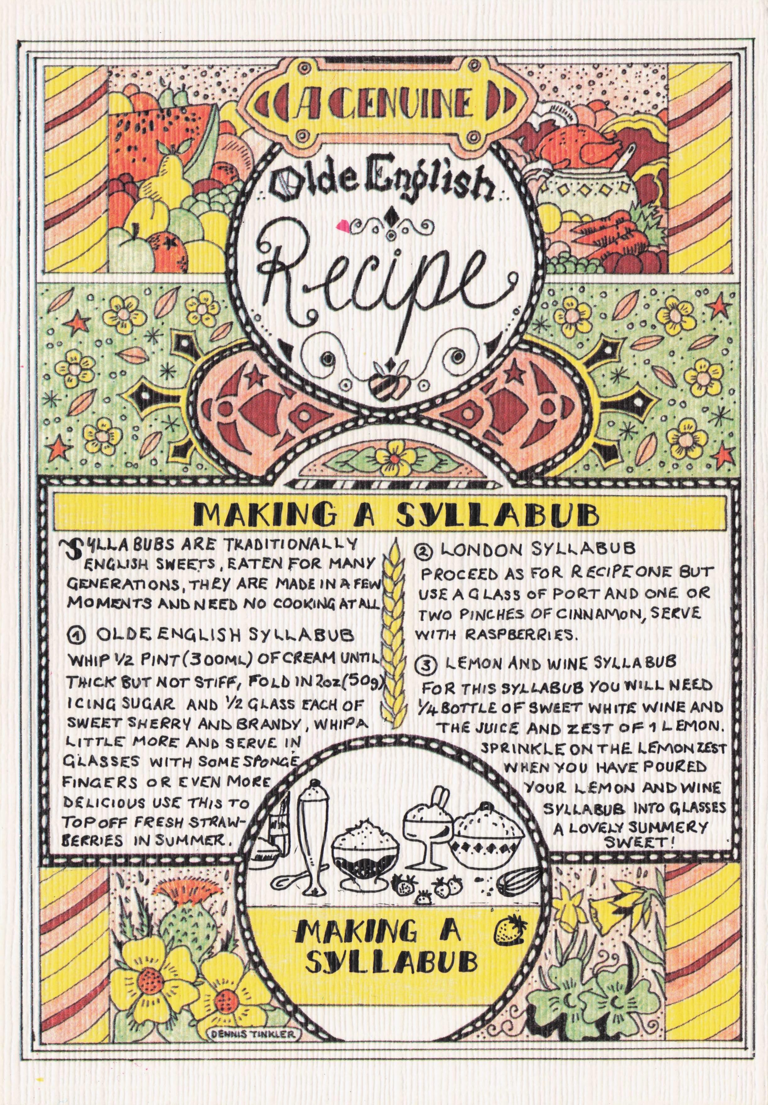 Making A Syllabub Olde Edwardian Sweet Desert Cookery Recipe Postcard