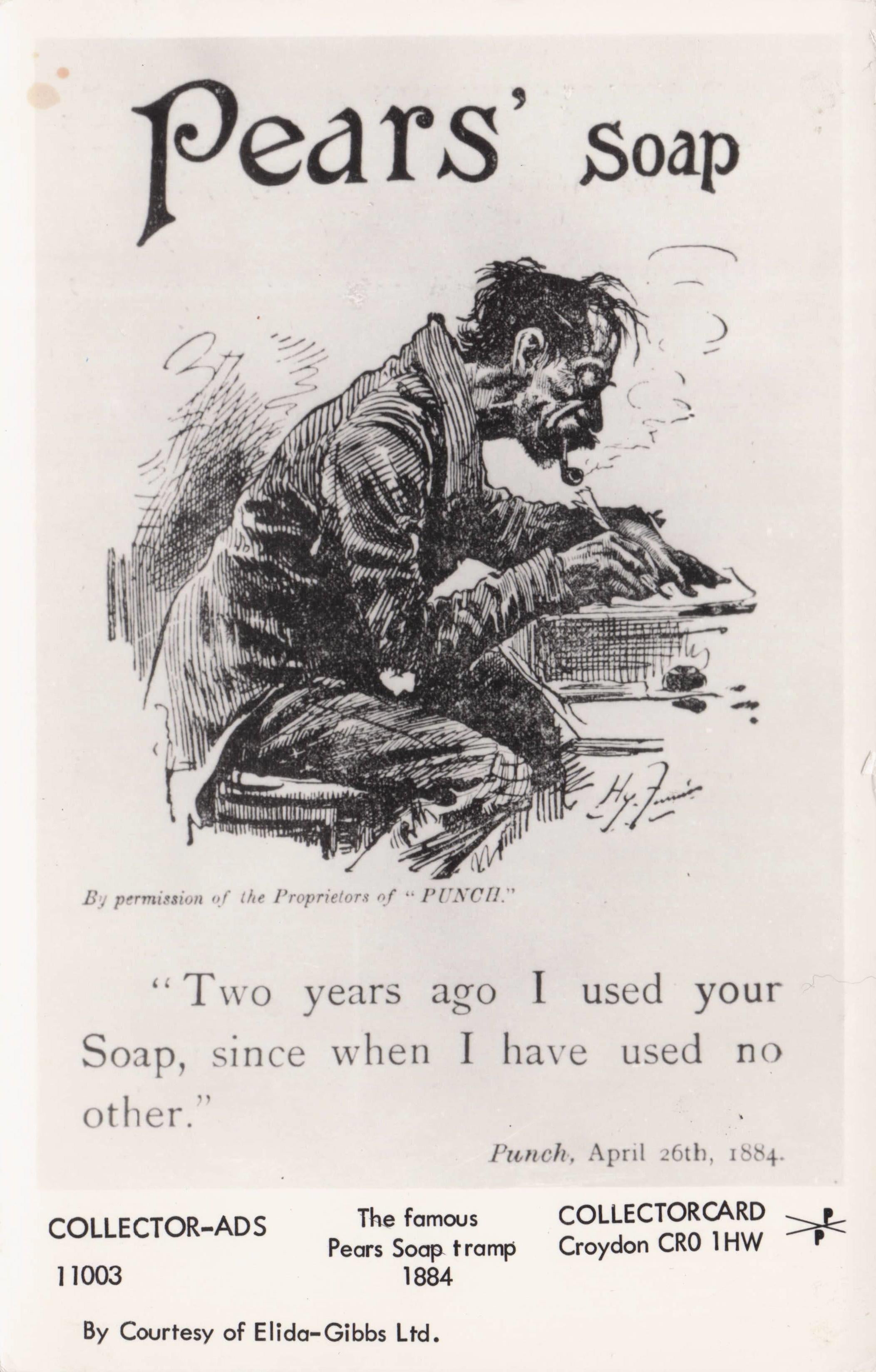 Pears Soap Pipe Smoking Victorian Tramp Real Photo Advertising Postcard