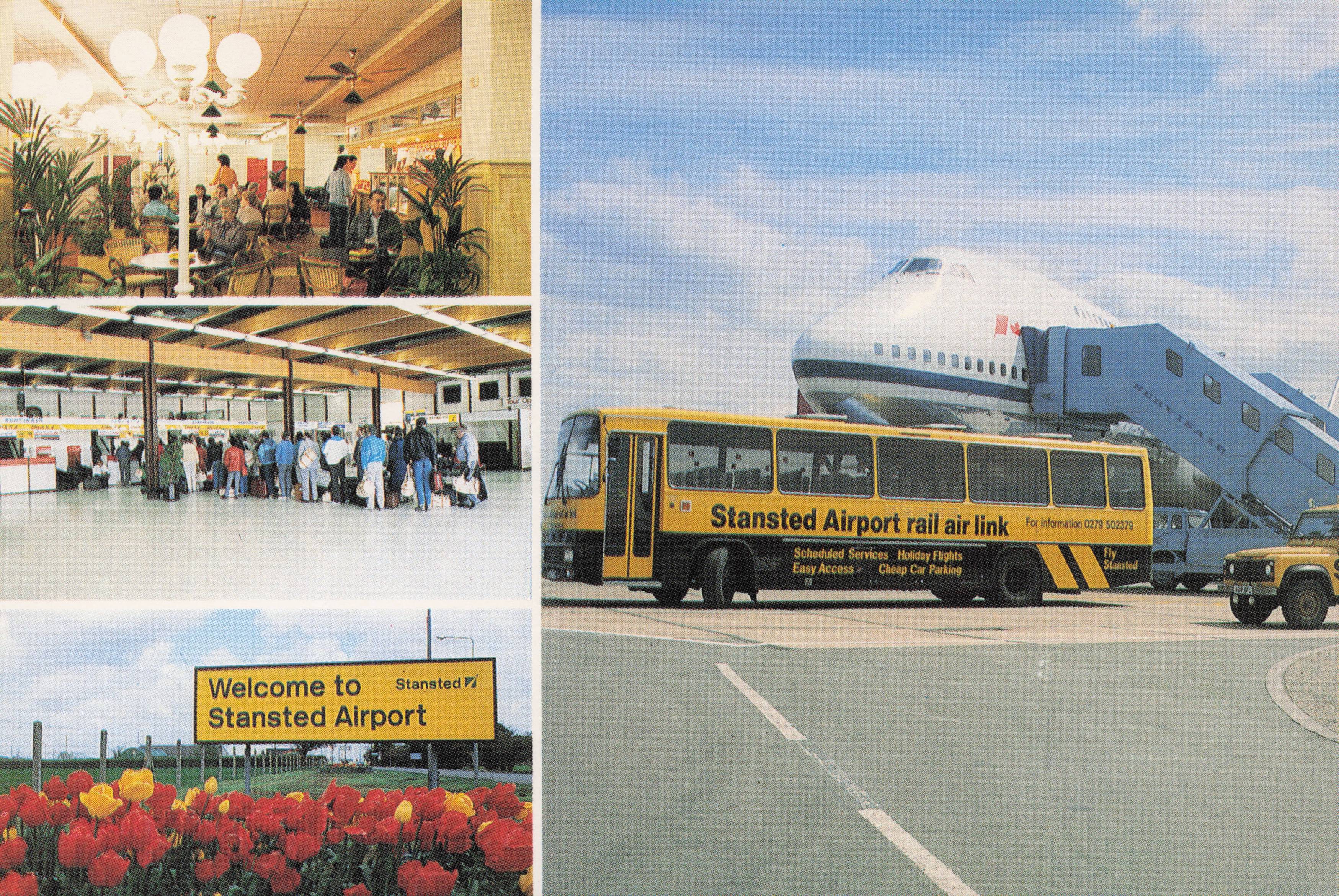 Stansted Airport Transport Bus Transfer Coach Restaurant Interior Postcard
