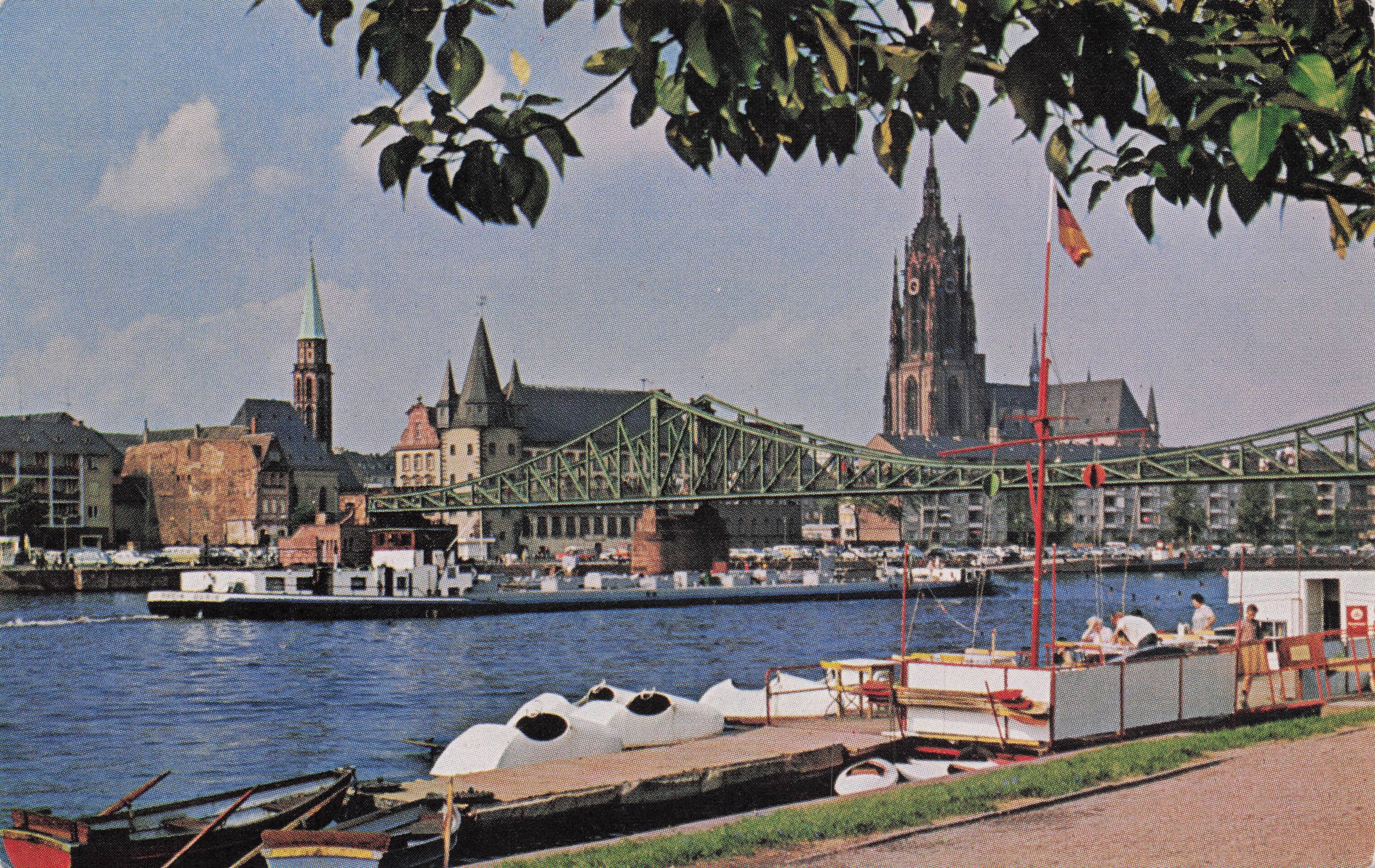 Frankfurt Cathedral From River Germany BOAC Plane Airlines Advertising Postcard