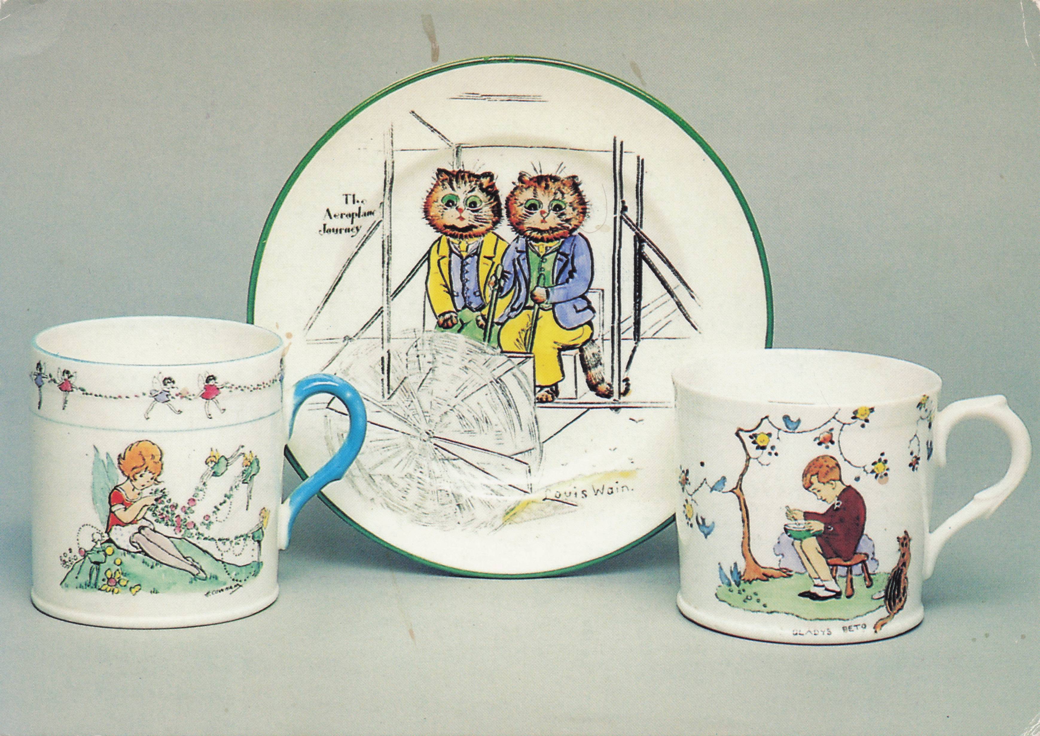 Louis Wain Gladys Peto Shelley Potteries China Exhibition London Postcard