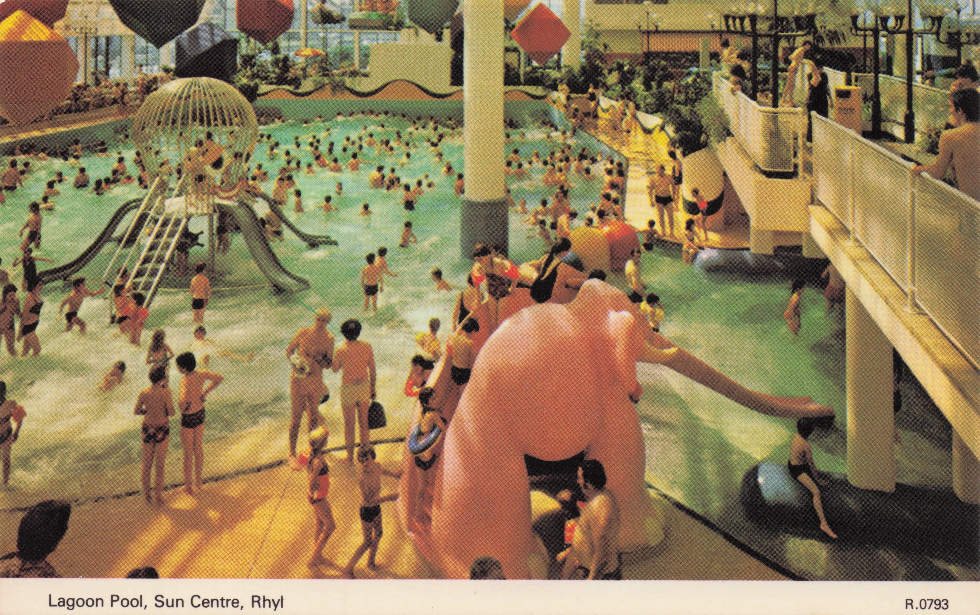Lagoon Swimming Pool Sun Centre Rhyl Vintage Denbighshire Wales Postcard